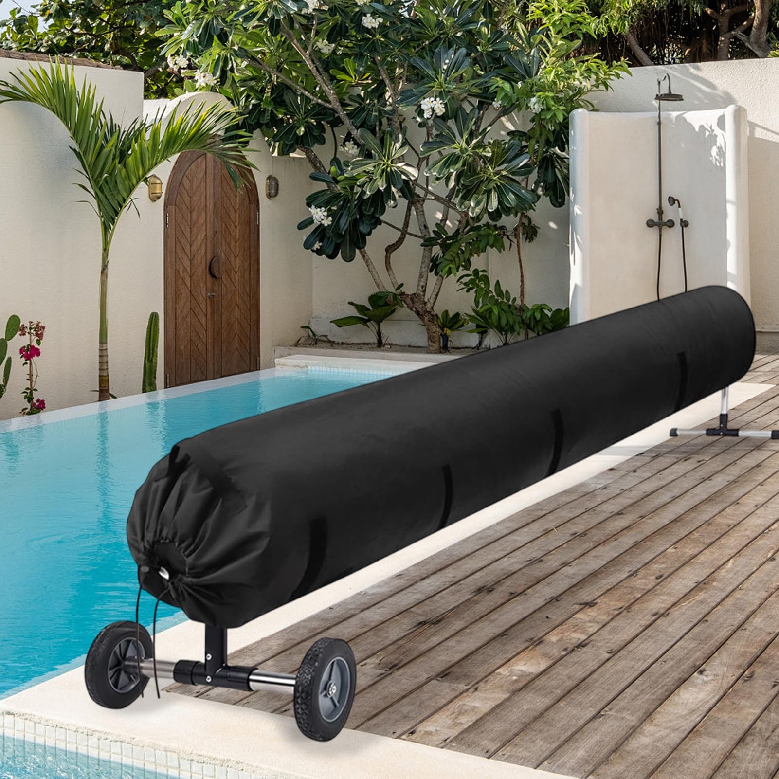 Housse De Protection pour Enrouleur Solaire De Piscine, 16FT/18FT Bâche De Protection en Tissu Oxford pour Enrouleur, Couvertures Étanche, Anti-Vent/Pluie/Poussière/UV pour Jardin, Piscine