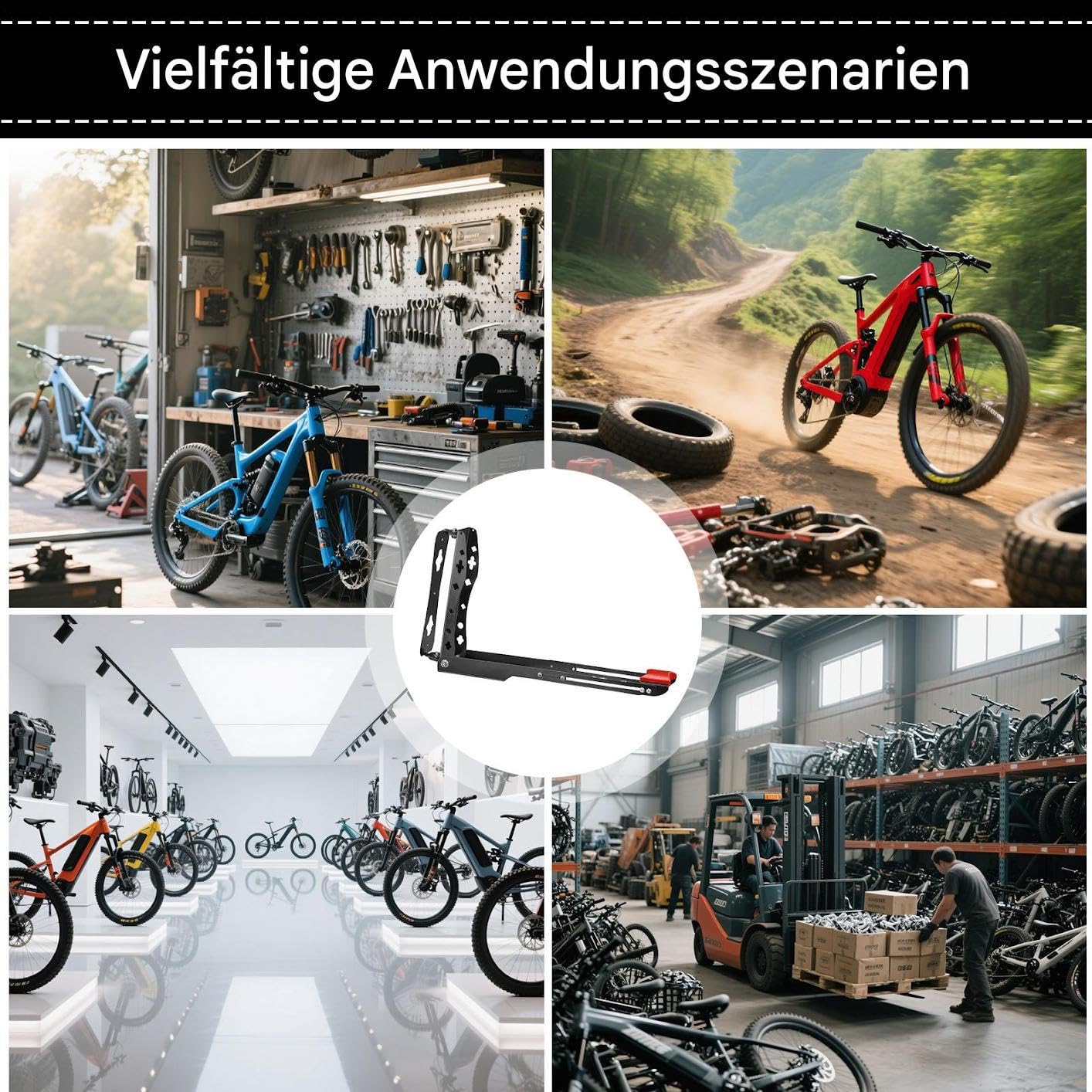 Soporte de pared para bicicleta para montaje en pared | Soporte ajustable estable para organización de almacenamiento vertical para gimnasio, taller al aire libre, comercial