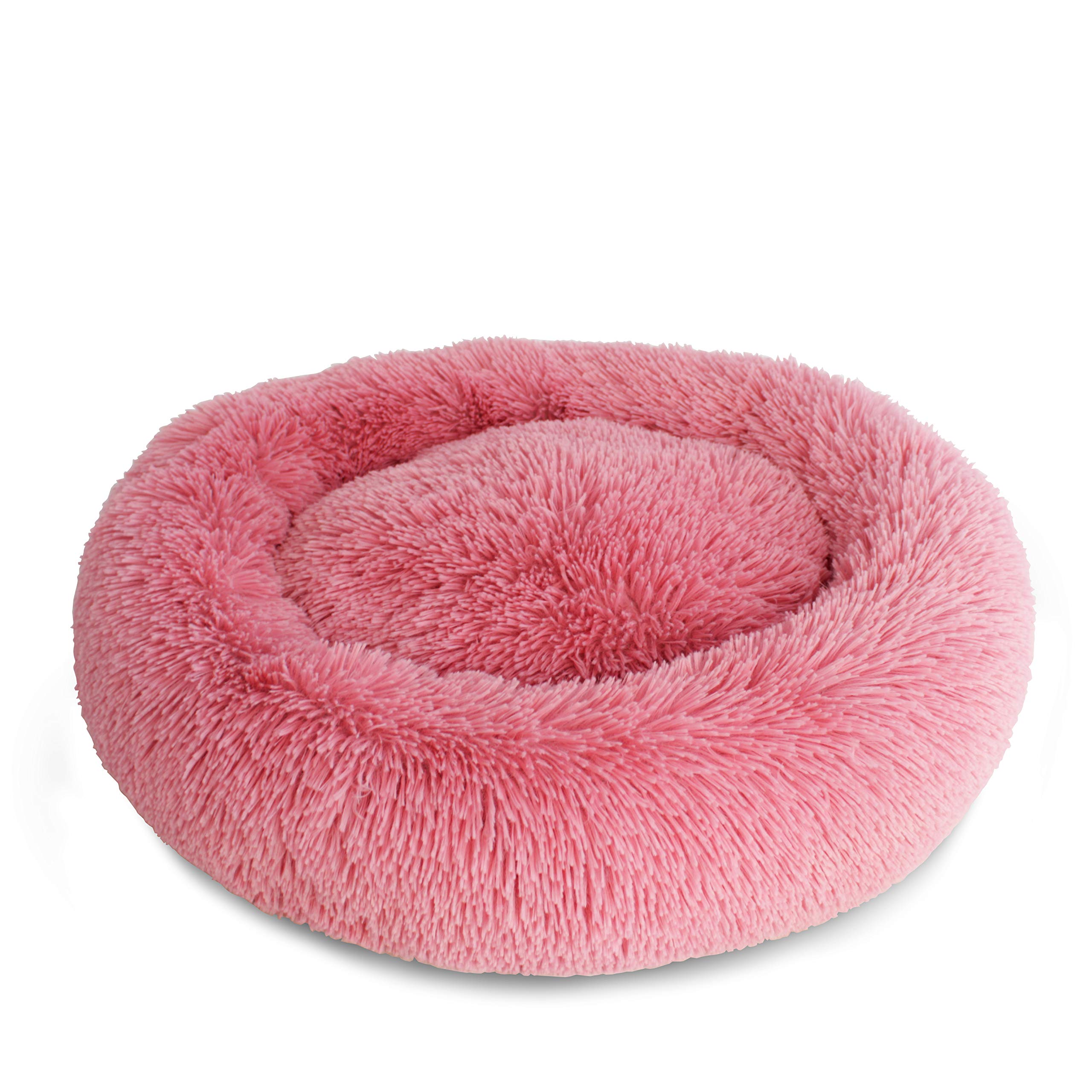 Bow Wow Pet Ultra Plush Shaggy Round Donut Dog Pet Bed, Pink (5371PINK)