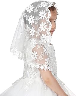 First Communion Veils for Girls Lace Chapel Veil Mantilla Veils Latin Mass Church Veil for Catholic Baptism D Shape