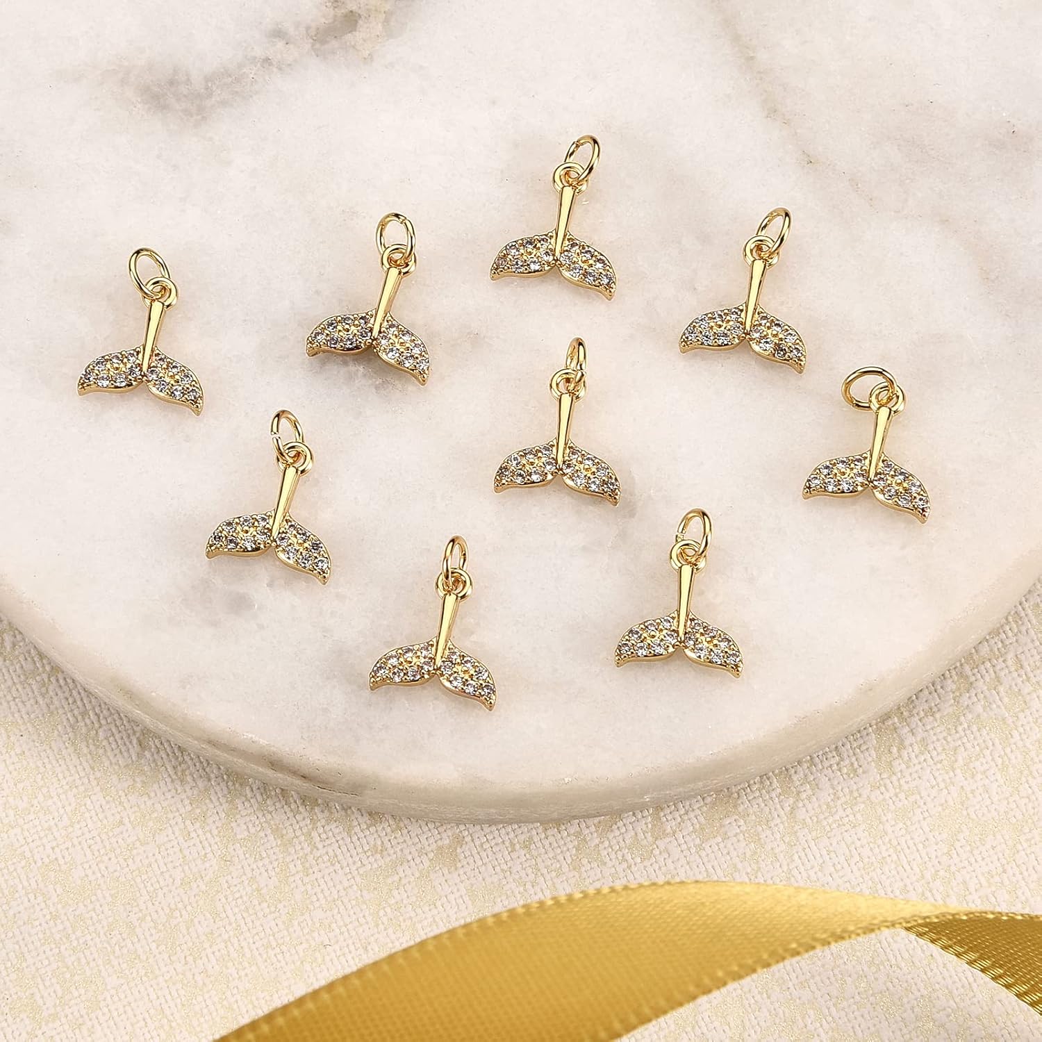 10 Pieces Mermaid Tail Shape Charms Brass Pave Cubic Zirconia Pendant Long-Lasting Plated Charms for Jewelry Necklace Bracelet Earring Making - Image 5