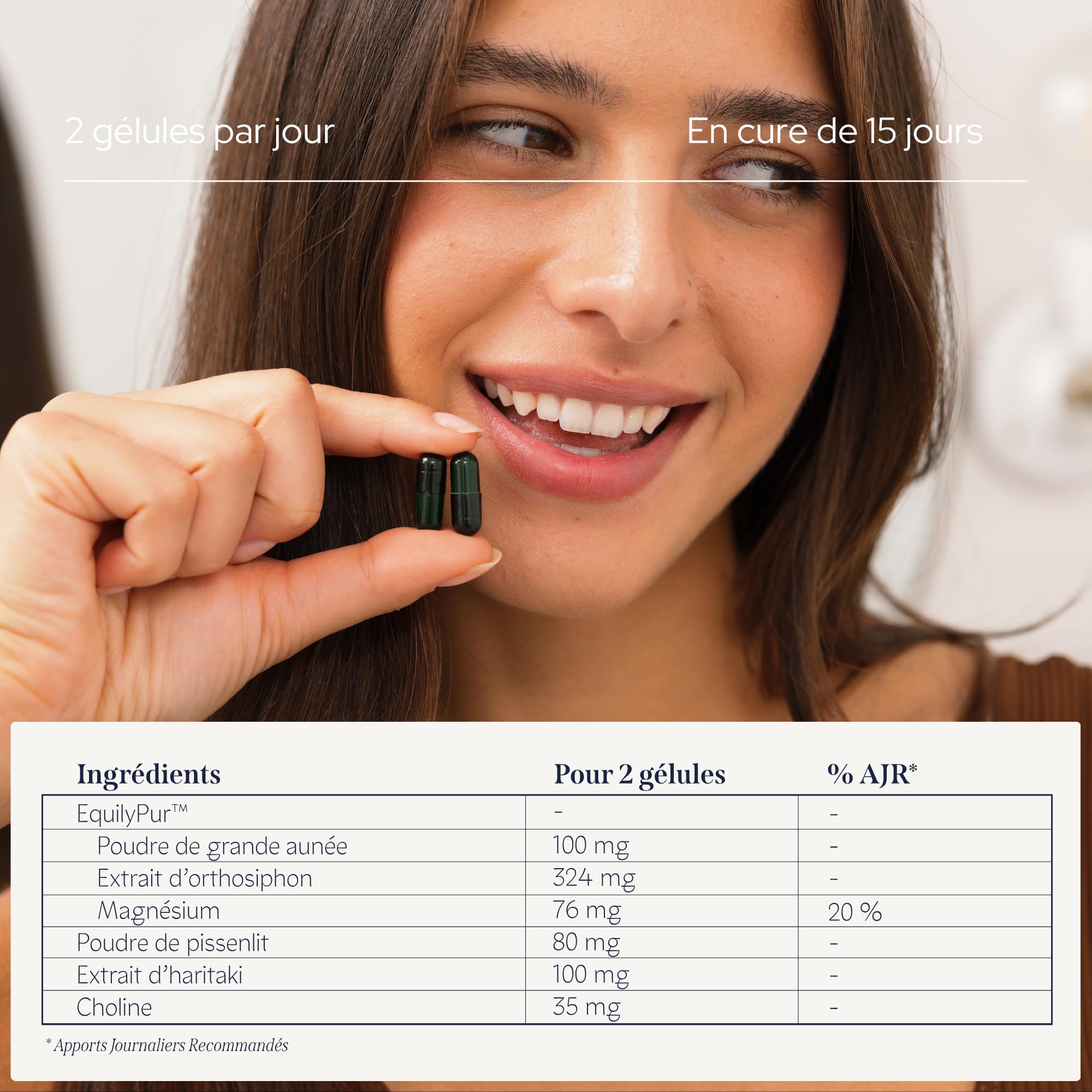 EPYCURE - Cure Drainage Rapide - Élimination des Toxines et Rétention d’Eau - 89,5% Naturel Orthosiphon, Pissenlit, Grande Aunée, Magnésium - 15 Jours - Vegan