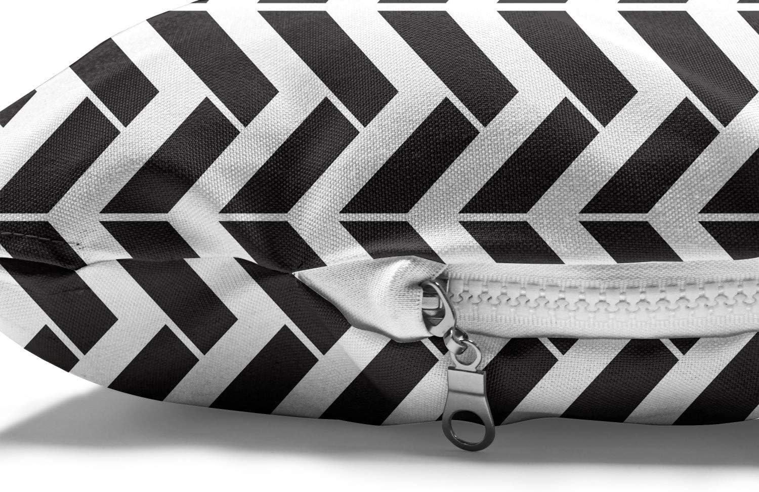 review Ambesonne Abstract Geometry Pet Bed, Modern Herringbone Style Monochrome Rhythmic Vertical Pattern, Chew Resistant Pad for Dogs and Cats Cushion with Removable Cover, 24