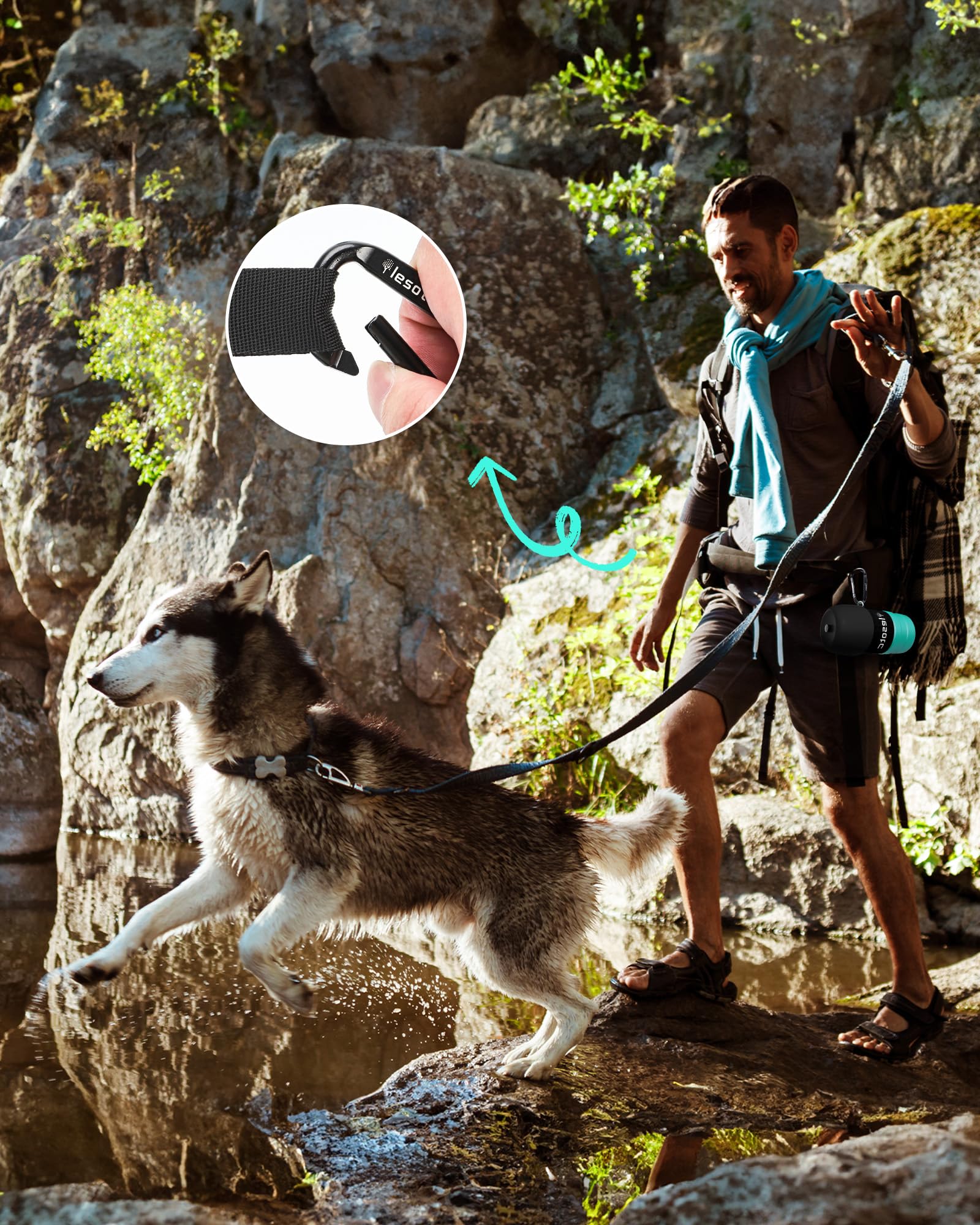 lesotc 800ml Borraccia per Cani Portatile, Borraccia Cane Portatile, con Ciotola per l'Acqua Pieghevole, in Silicone, Adatto per Attività All'Aperto, Viaggi, Passeggiate, Campeggio（Azzurro Chiaro）