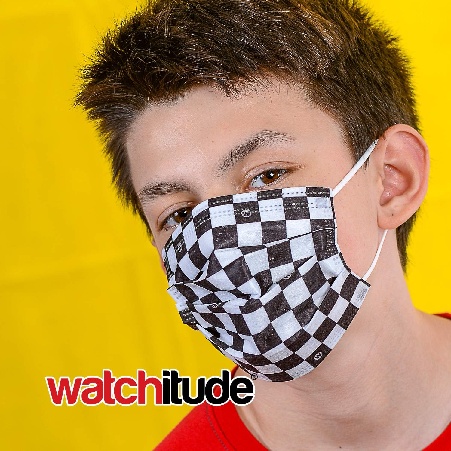 watchitude Kids Disposable Safety Masks, 36-Pack, 18X Skater, 18X Checkers
