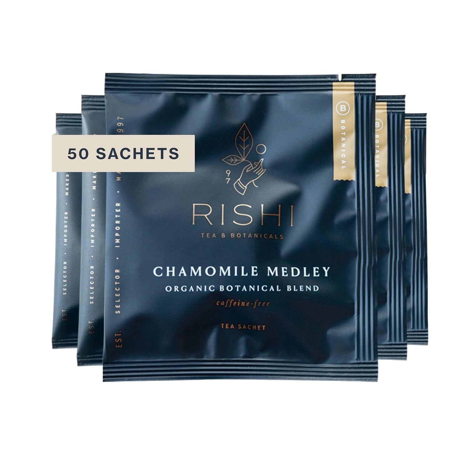 Rishi Tea Chamomile Medley Herbal Tea - Organic, Caffeine Free Sachet Tea Bags, Sleep Friendly Calming Chamomile Flowers with Lemon Verbena & Mint - 15 Count (Pack of 6)