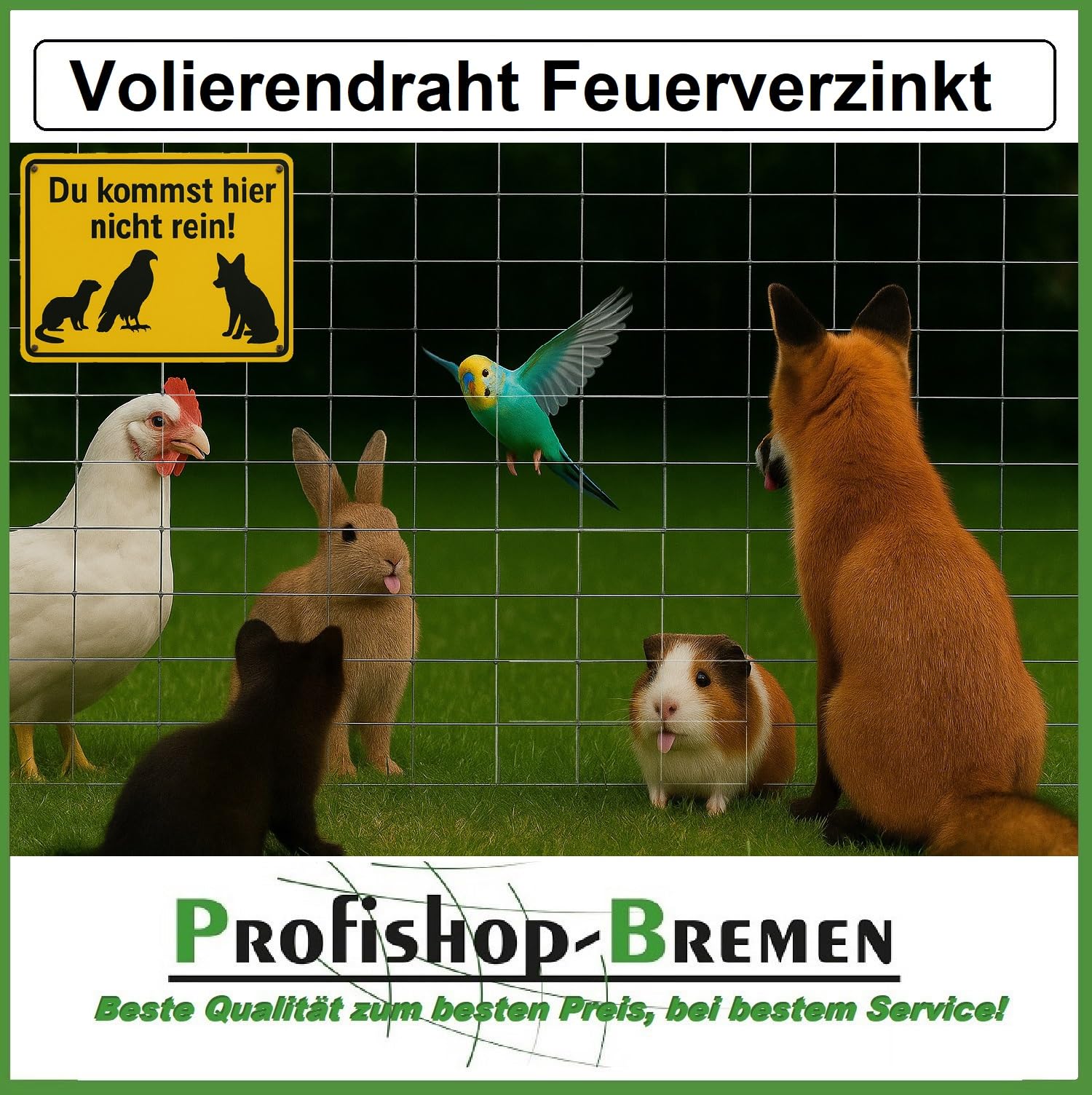 Volierendraht Maschendrahtzaun feuerverzinkt Drahtgitter Drahtgeflecht Zaun Vogeldraht Kaninchenzaun Hasendraht Höhe 100 cm/Länge 25 m/Maschenweite 19x19 mm