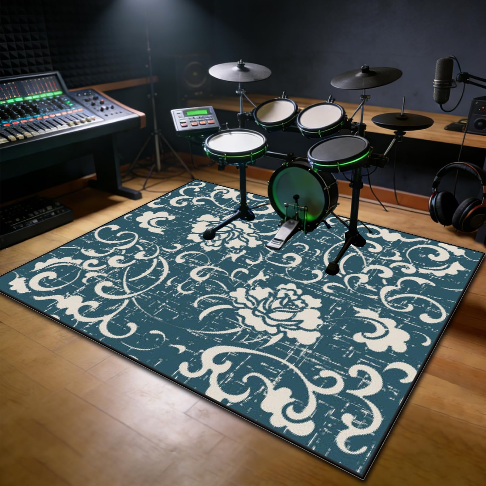 Tappetino Insonorizzato Batteria Drum Tappetino per Batteria e Percussioni Tappeto a Tamburo Tappeto per Batteria Elettrica Tappeto per Batteria Acustica Tappeto Antiscivolo Batteria 230 x 180 cm
