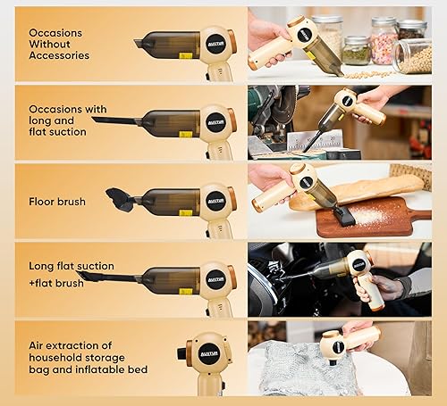Miniatura 6 de Aspiradora de mano inalámbrica  18000 PA fuerte succión recargable, 3 velocidades ajustable portátil mini removedor de polvo para pelo de mascotas,
