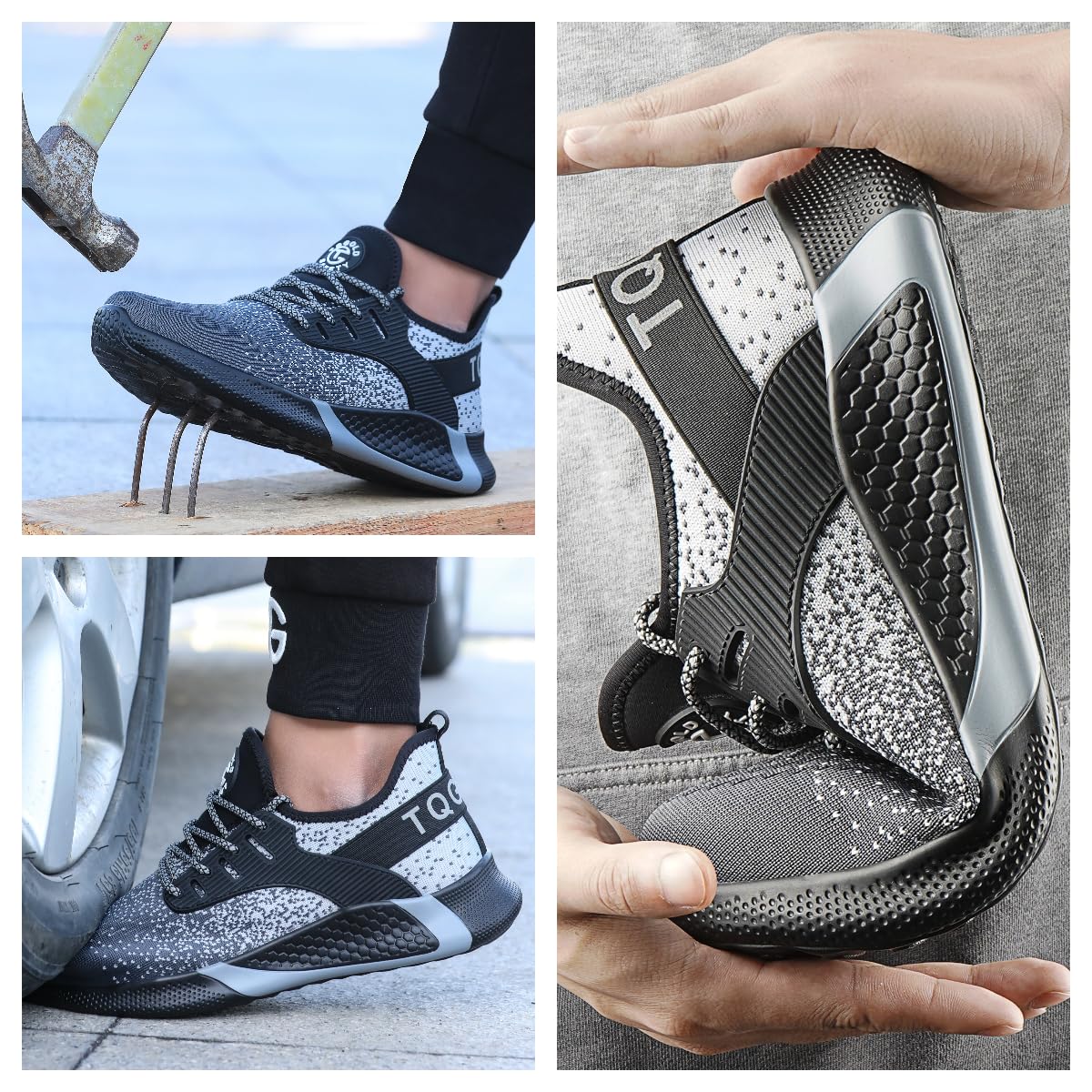 TQGOLD Scarpe Antinfortunistiche Scarpe da Ginnastica Unisex Leggere Antiperforazione Punta in Acciaio Comode Scarpe Sicurezza