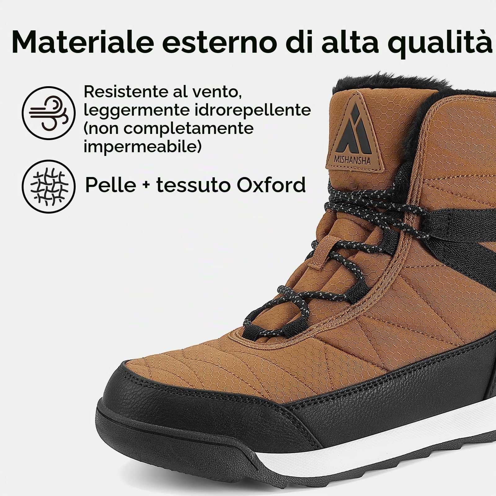 Mishansha Stivali da Neve Donna Fodera Calda Pelliccia Stivaletti Outdoor Trekking Antiscivolo Invernali Scarpe Marronescuro 41 EU