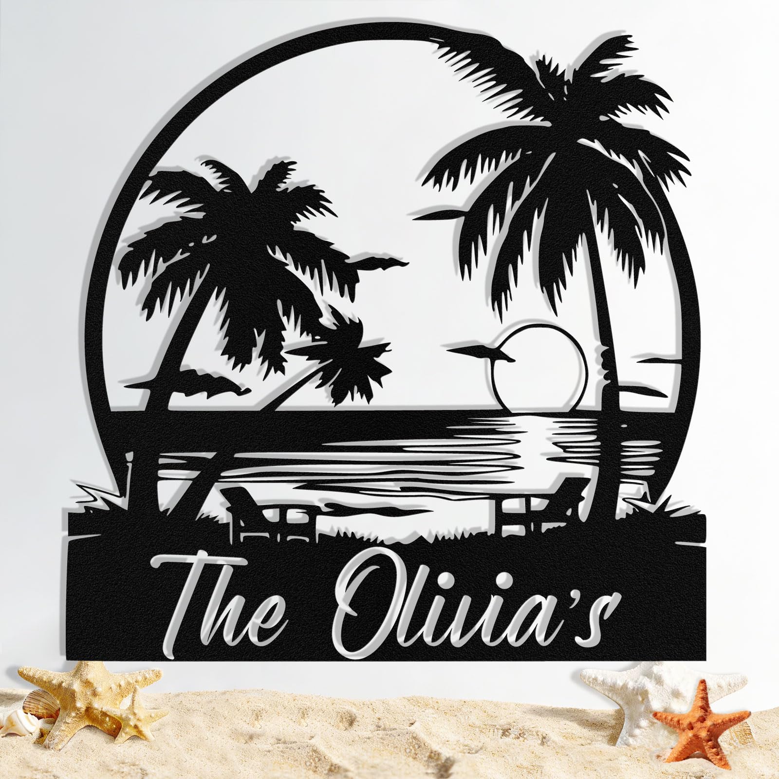 Custom Metal Beach Sign, Personalized Beach Sign Wall Decor for Outdoor