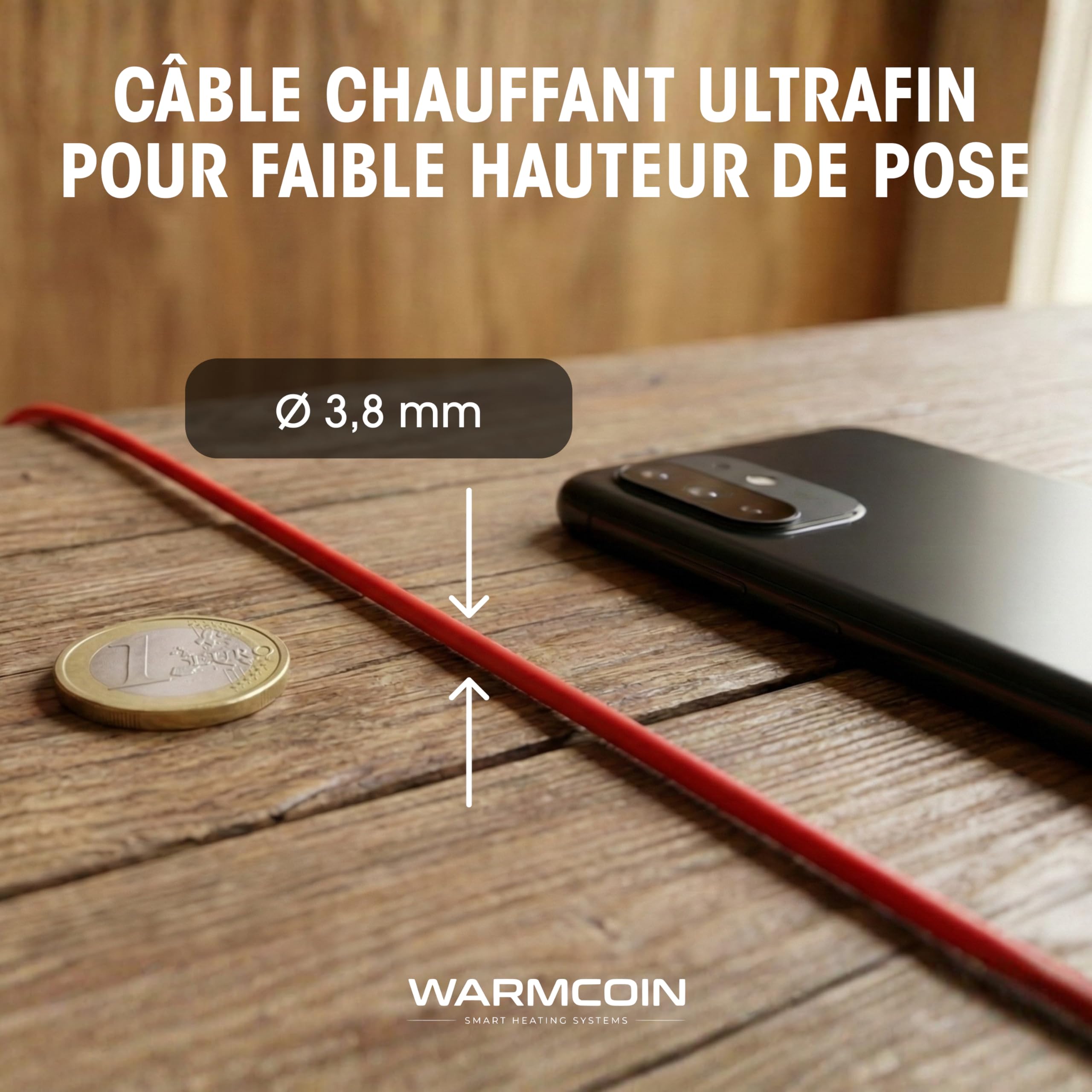 Kit Complet de Chauffage au Sol Électrique 160 W/m² – Trame Chauffante Autocollante 5,0 m² (0,5x10m) – Pour Carrelage, Stratifié et Parquet – Thermostat WiFi W51 Blanc Inclus