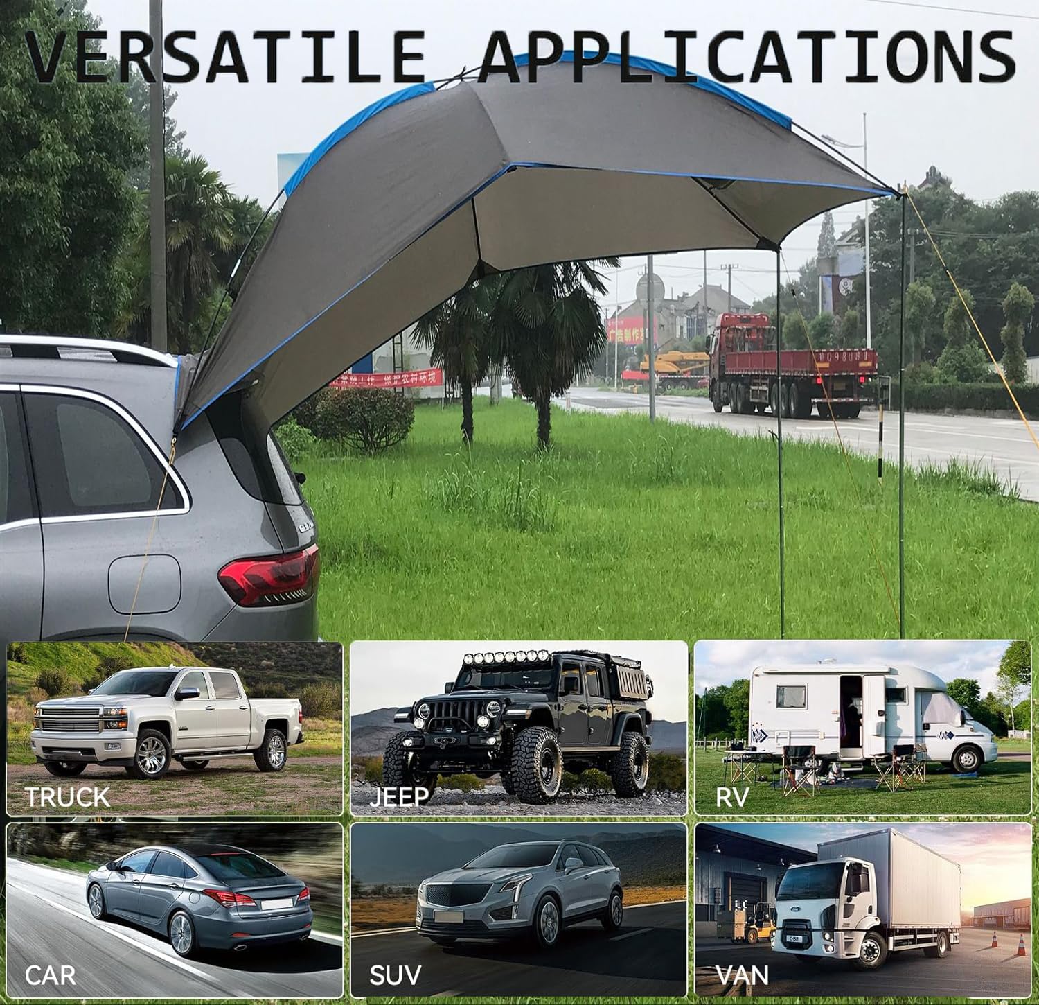 Automarkisen,Auto-Zelt-Sonnenschutz,Regenschutz, Sonnenschutz, Leichte Tragbare,für Outdoor Camping Selbstfahrer,für SUV MPV Schrägheck-Minivan