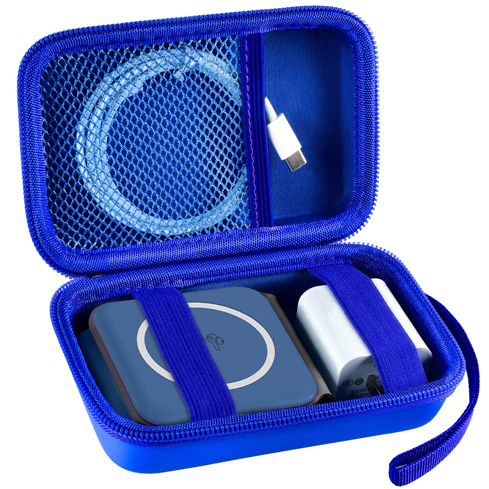 Travel Case for UCOMX for Nano/for Iseyyox/for LISEN/for RTOPS 3 in 1 Wireless Charger, Foldable Magnetic Charging Station Storage Holder Bag for Fast Charge Pad Cable and Adapter, Blue-Box Only