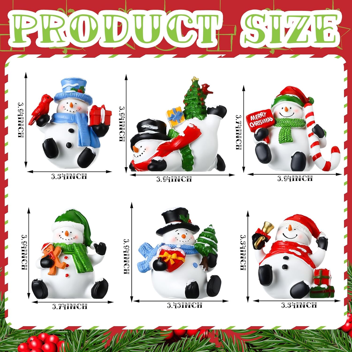 Christmas Stocking Holders for Mantle Set of 6 Resin Stocking Hangers for Mantel Snowman Santa Claus Figurines Weighted Fireplace Hooks for Xmas Winter Holiday Decorations(Snowman)