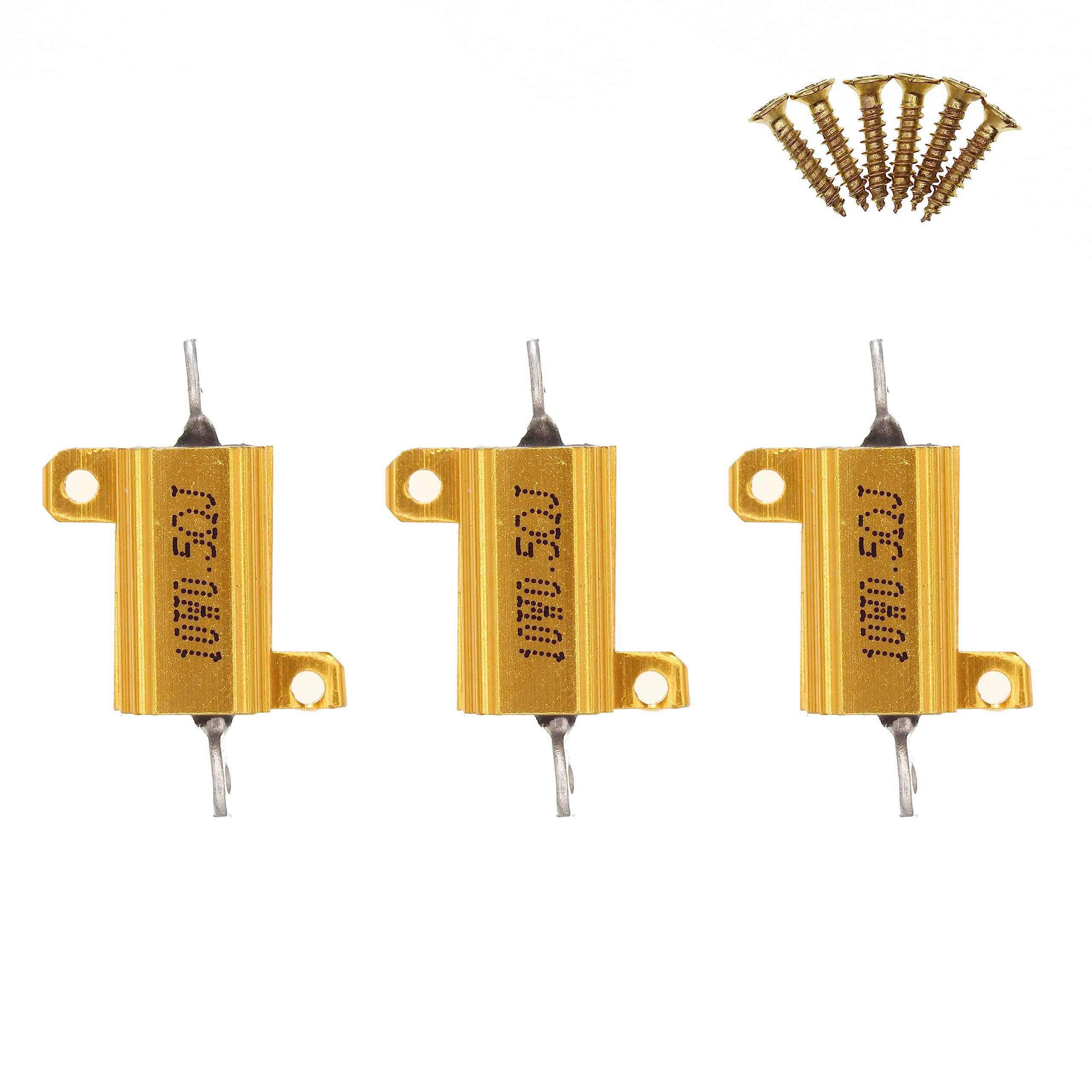 3 Pieces 10W 0.5 Ohm High Power Aluminum Housed WireWound Resistor with Screws