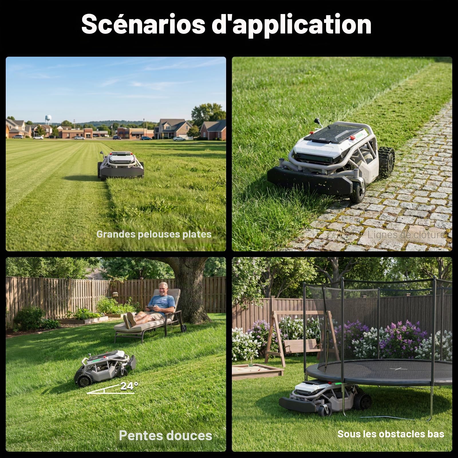 Mowrator S1 2WD 12Ah Tondeuse télécommandée 53 cm 24°(45%) 3 Saisons | Entretien quotidien, lame mulching incluse, hauteur 4,5–11,6 cm, jusqu'à 3 000 m², prêt à l'emploi