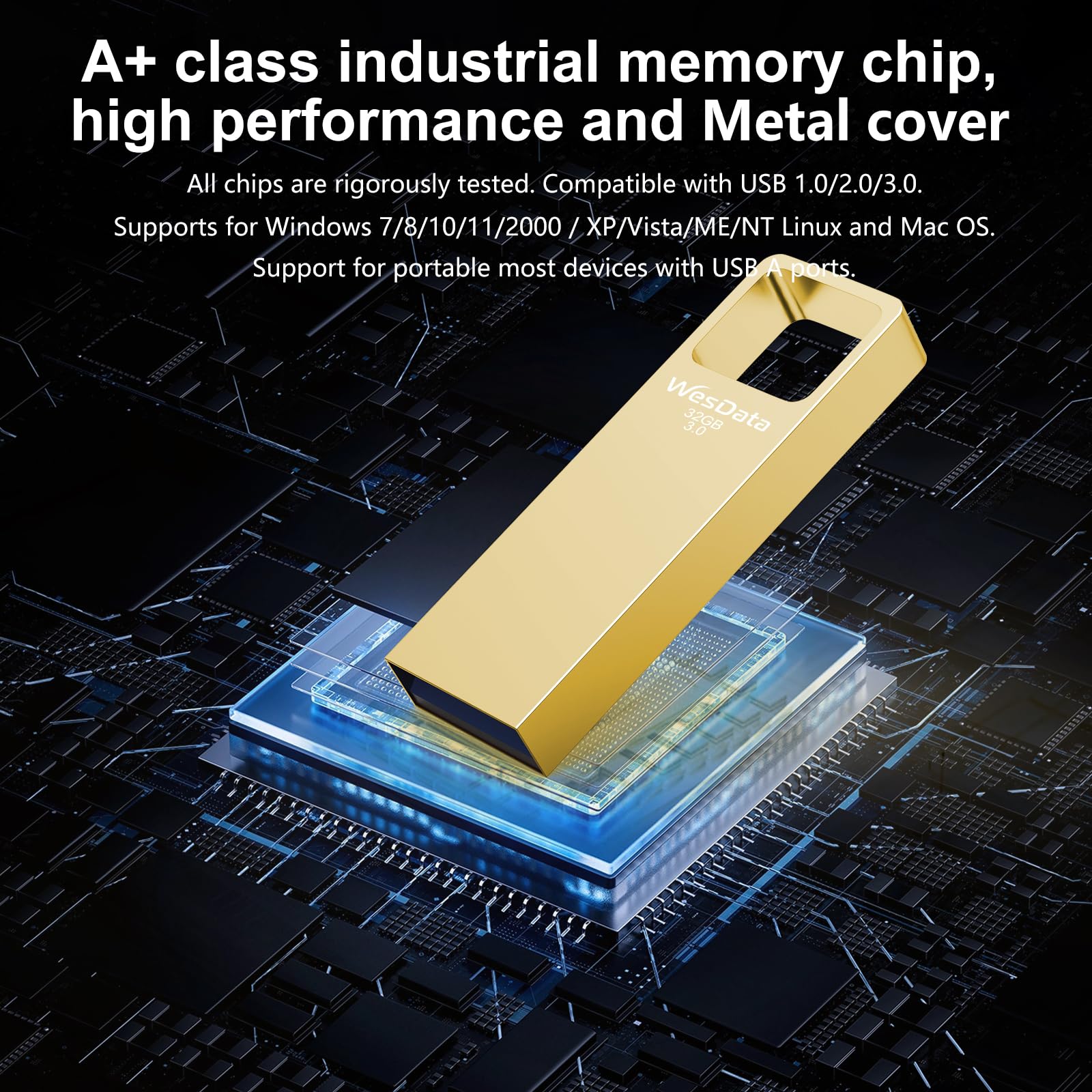 Unidad flash USB 3.0 de 32 GB, paquete de 4 unidades con adaptadores USB-C, mini diseño de metal, velocidad de lectura de 100 MB/s, funda de almacenamiento incluida, oro rosa, gris y plateado