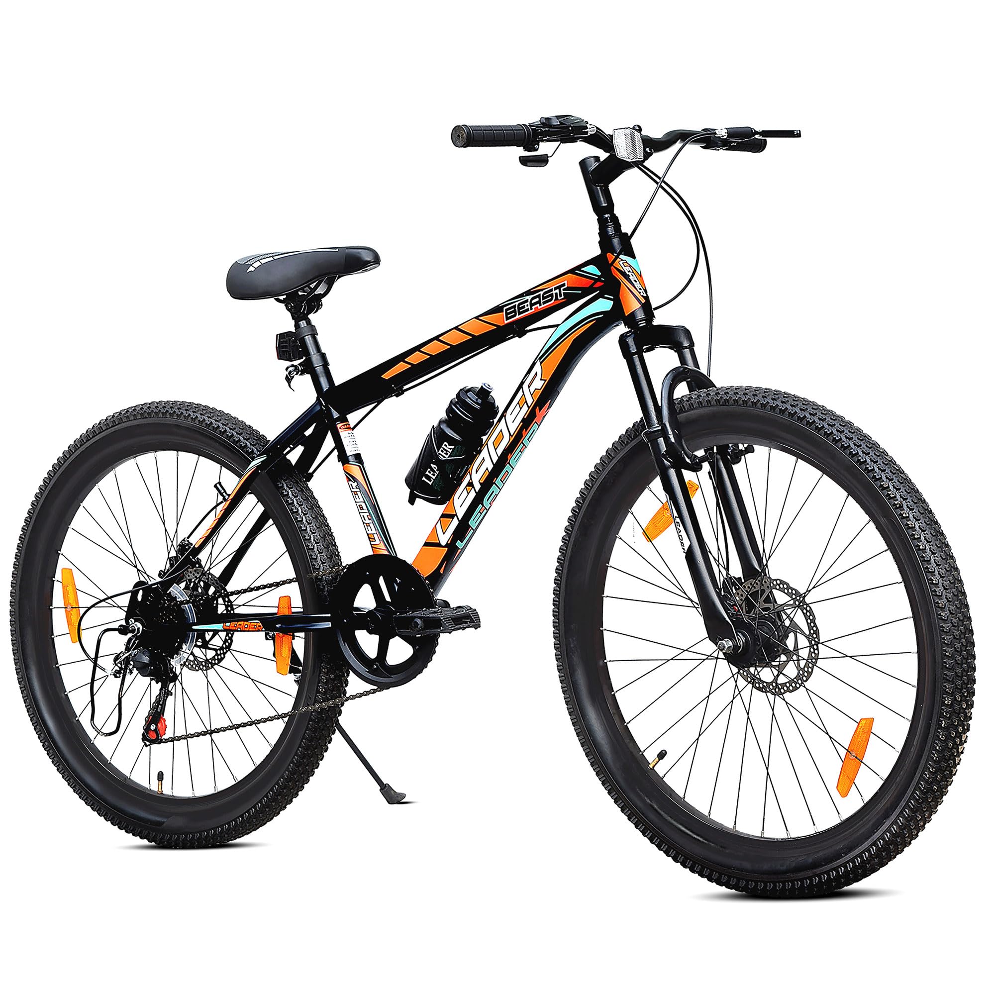 Sponsored Ad - Leader Beast 29T Multispeed (21 Speed) Mountain Bike with Front Suspension & Dual Disc Brake - Black/Orange. Ideal for 15 + Years (Frame: 20 Inches) Adult