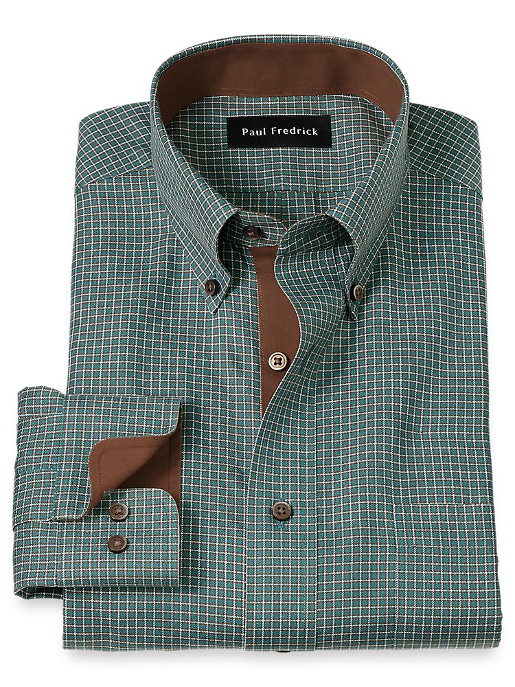 Paul FredrickMen's Classic Fit Non-Iron Cotton Check Dress Shirt
