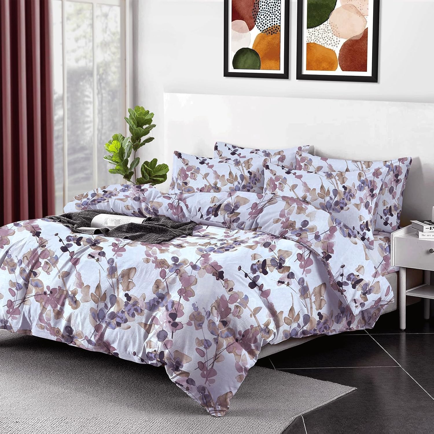 EverSoft Bedding 4x Pillowcase Pair 100% Egyptian Cotton Printed Pillow Case Pack of 4 Print 400 Thread Count Pillowcase for Fitted Sheet or Duvet Cover