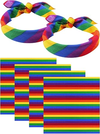 URATOT 6 Pack Gay Pride Rainbow Bandanas Cotton Handkerchiefs, Support LGBT Causes