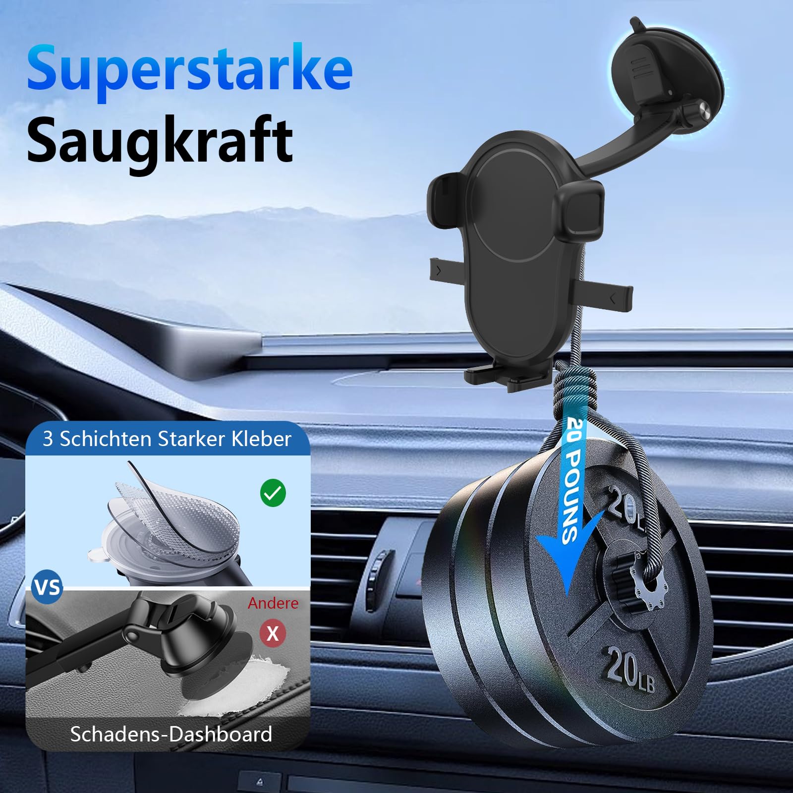 360° Drehbarer Smartphone Halter ESR Handyhalterung Auto Für MagSafe Autohalterung, 360° Rotation, Armaturenbrett Magnetische Handy Halterung IPhone Auto