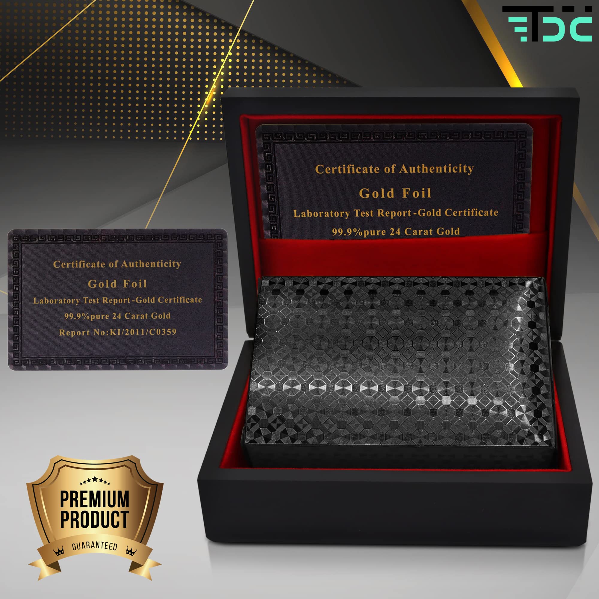 Cartas Poker. Baraja Poker Juego de Mesa con Caja Madera. Baraja de Cartas Poker Impermeable. Baraja Poker Negras (Black+Box)