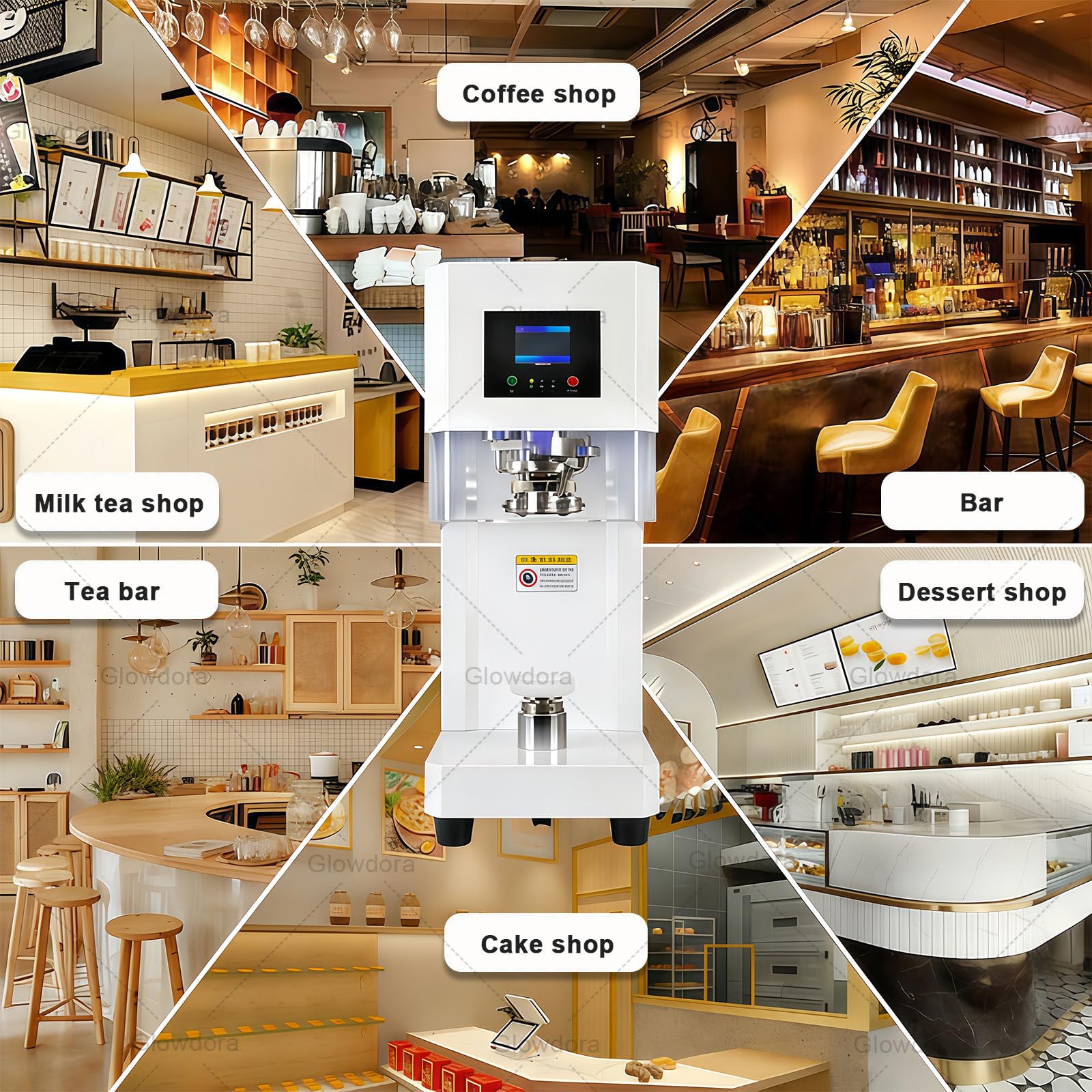Máquina selladora automática de latas, 140 W, máquina de sellado comercial para recipientes de vidrio y plástico con mostrador, ideal para el hogar y cafeterías
