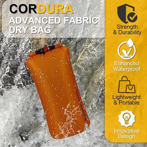Miniatura 2 de CORDURA - Bolsa seca impermeable mejorada, duradera y ligera, bolsa de almacenamiento para senderismo, kayak y rafting, con silbato de