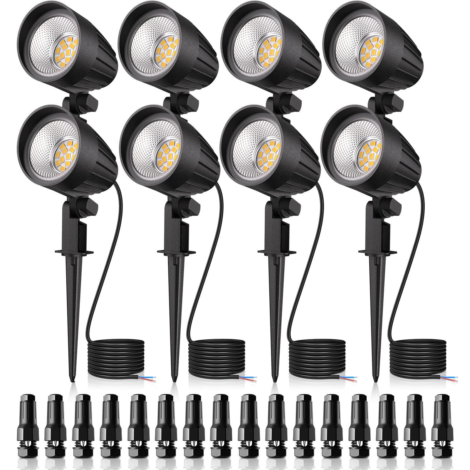7W LED Landscape Lights Pathway Lights 12V/24V Spotlights Warm White IP66 Waterproof for Driveway, Yard, Lawn, Patio, Swimming Pool,Outdoor Garden Lights (8 Pack)