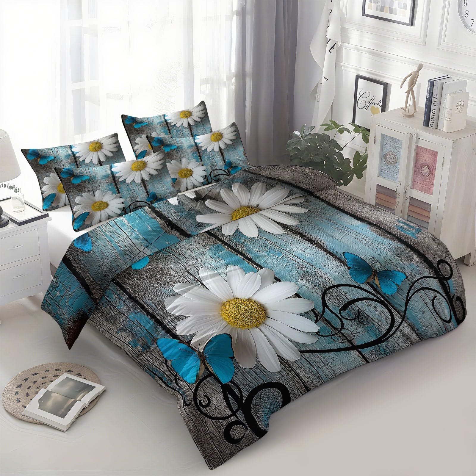 Housse de couette bleu campagne 160x200 cm pour une ambiance de ferme chaleureuse dans la chambre