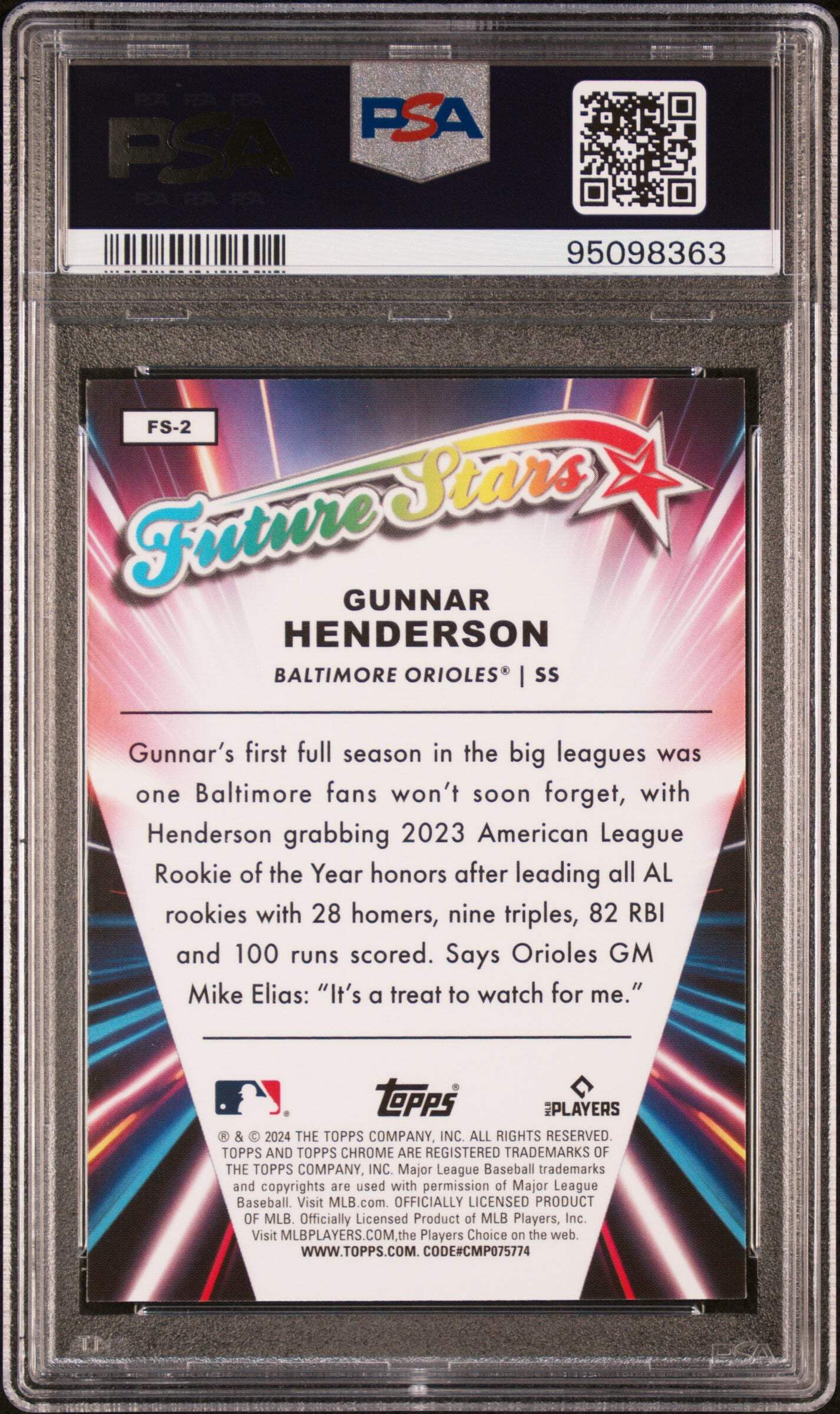 2024 Topps Chrome Gunnar Henderson Future Stars Baseball Card – Graded PSA 10 Gem Mint – Rookie Card Collectible
