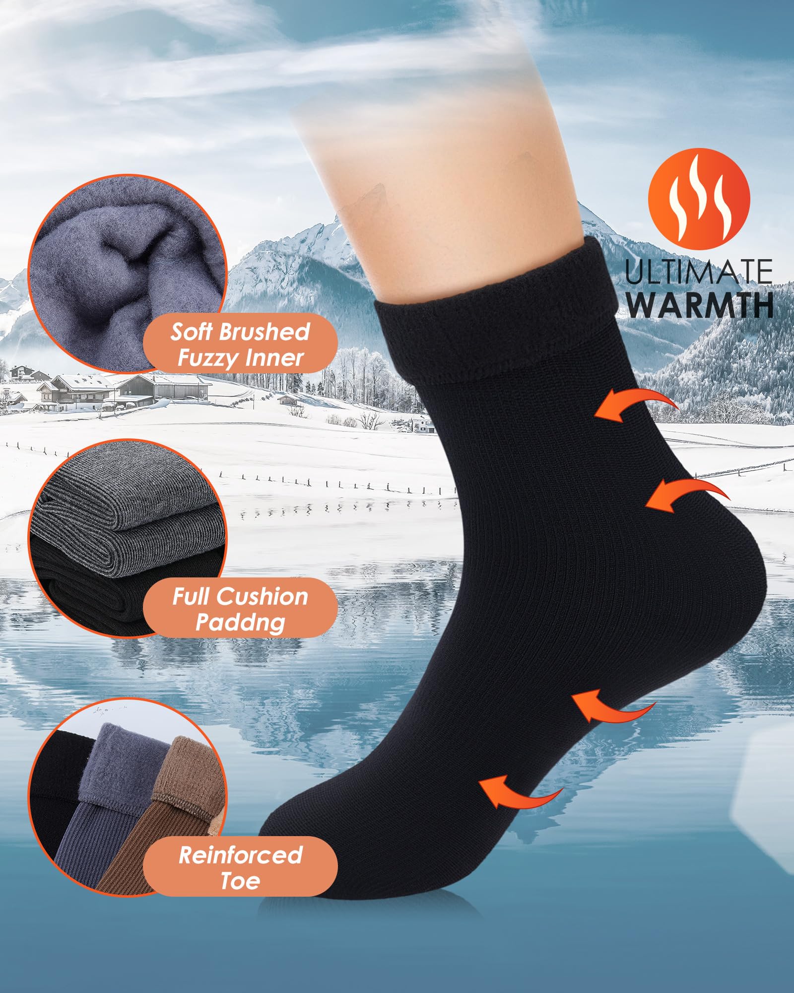 Xuhal 60 pares de calcetines térmicos cálidos de invierno a granel, calcetines gruesos con calefacción para mujeres y hombres, clima frío, senderismo