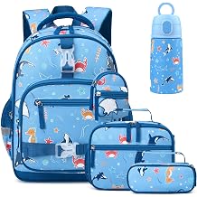 5PCS Luminous Kids Backpack for Boys 4-8 with Water Bottle
