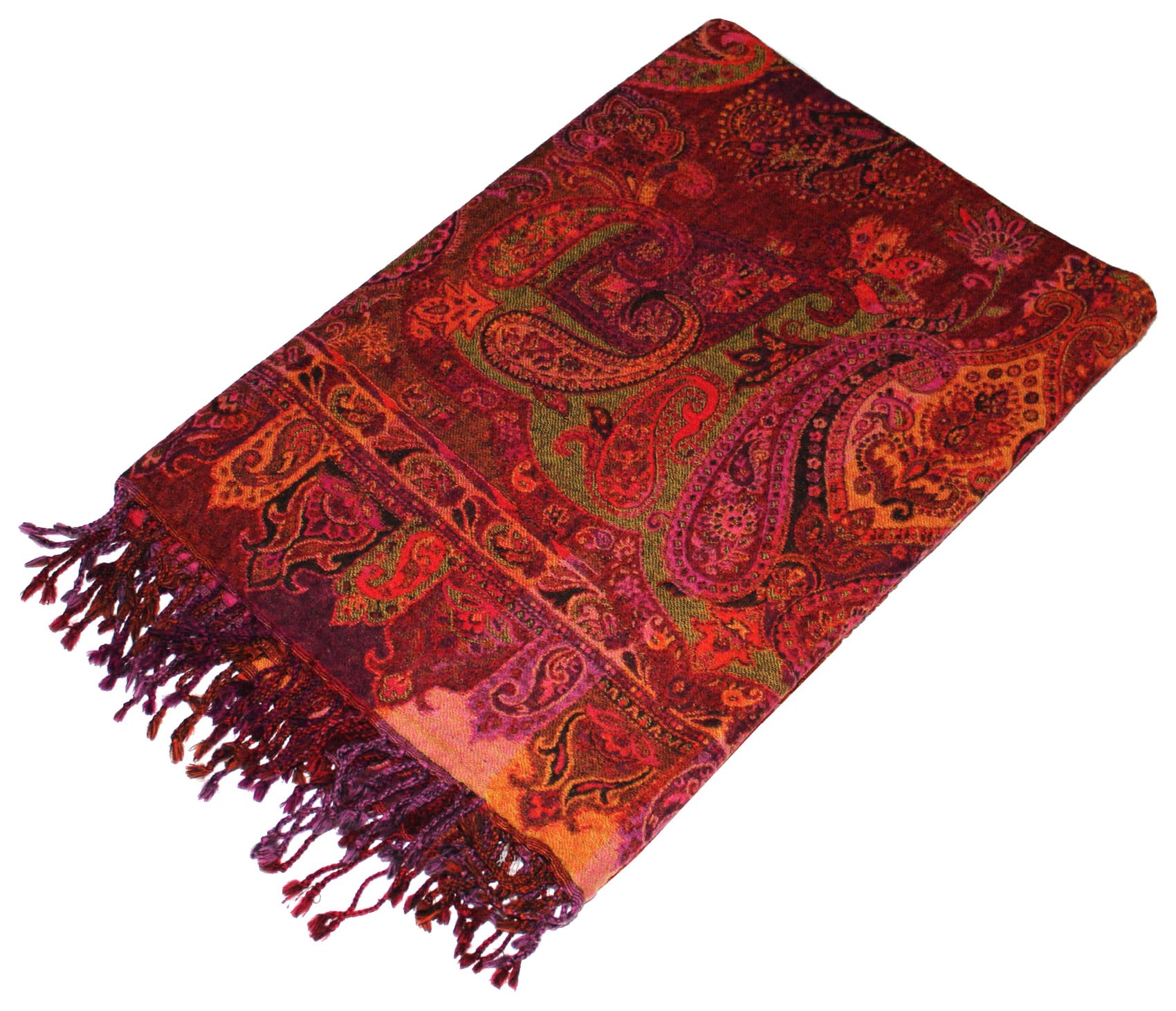 Lorenzo Cana Wolldecke aufwändig Jacquard gewebtes Paisley Muster flauschig weich Decke 100% Wolle Wohndecke Sofadecke Wohndecke Rot in exotischer Eleganz 96120