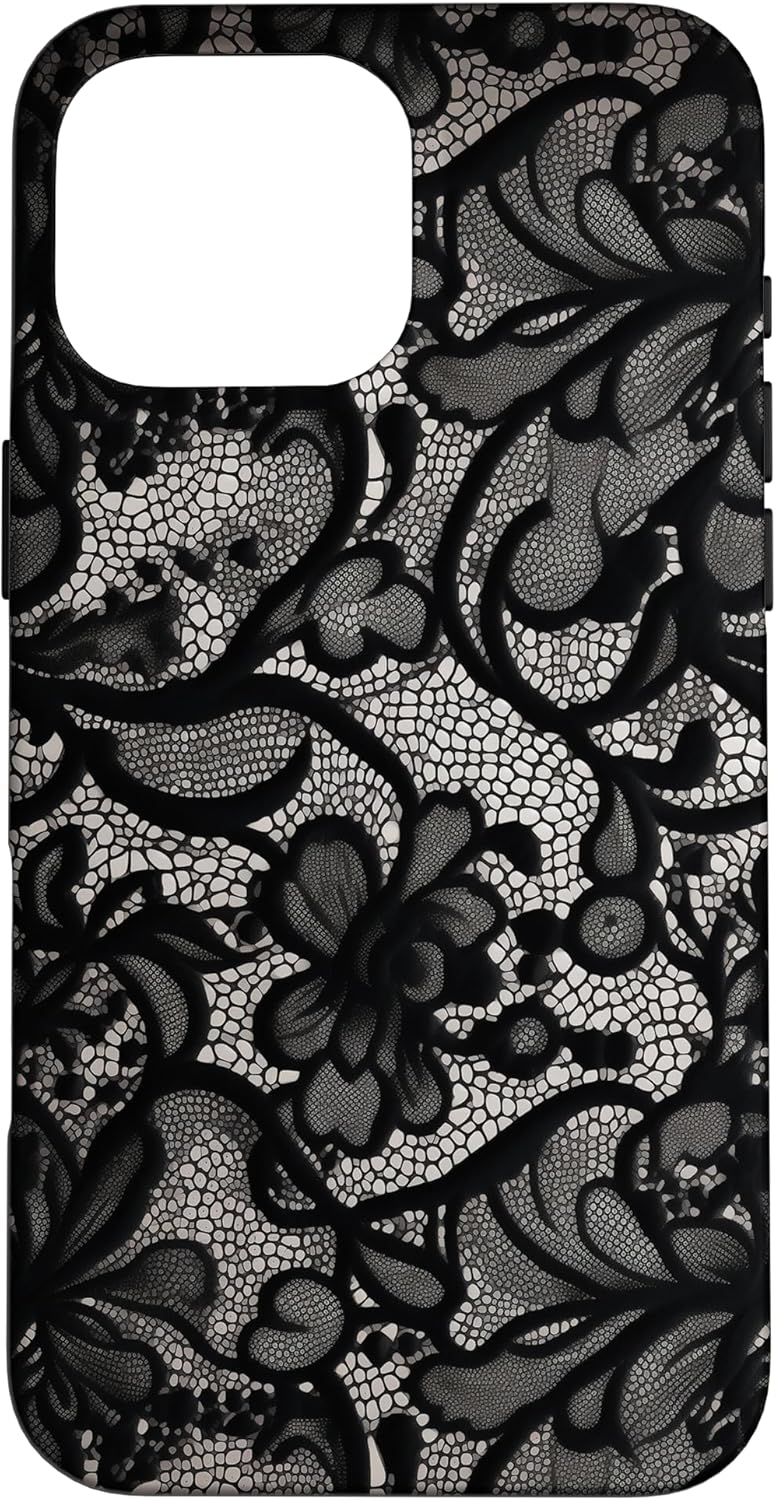 iPhone 16 Pro Max Black Lace Vintage Pattern Case iPhone 16 Pro Max Black Lace Vintage Pattern Case