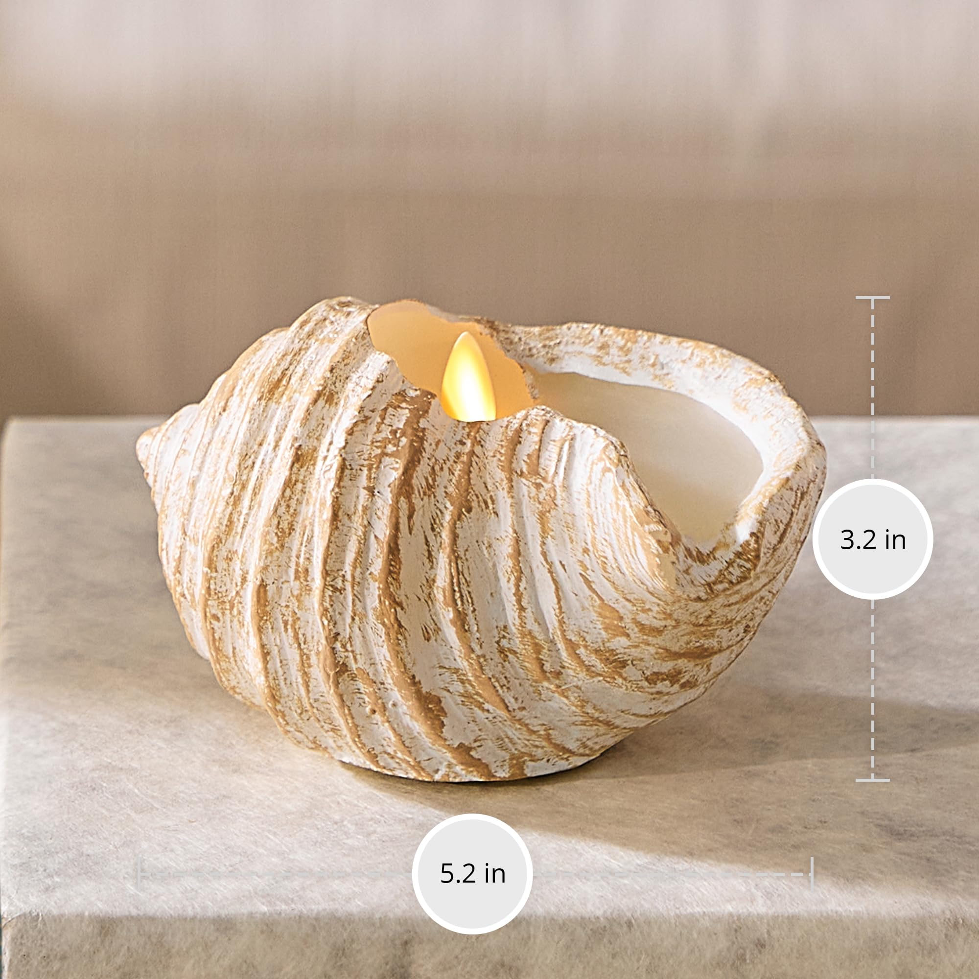 Luminara - Bianco senza fiamma candela Tunshell - 13,2 x 8,1 cm