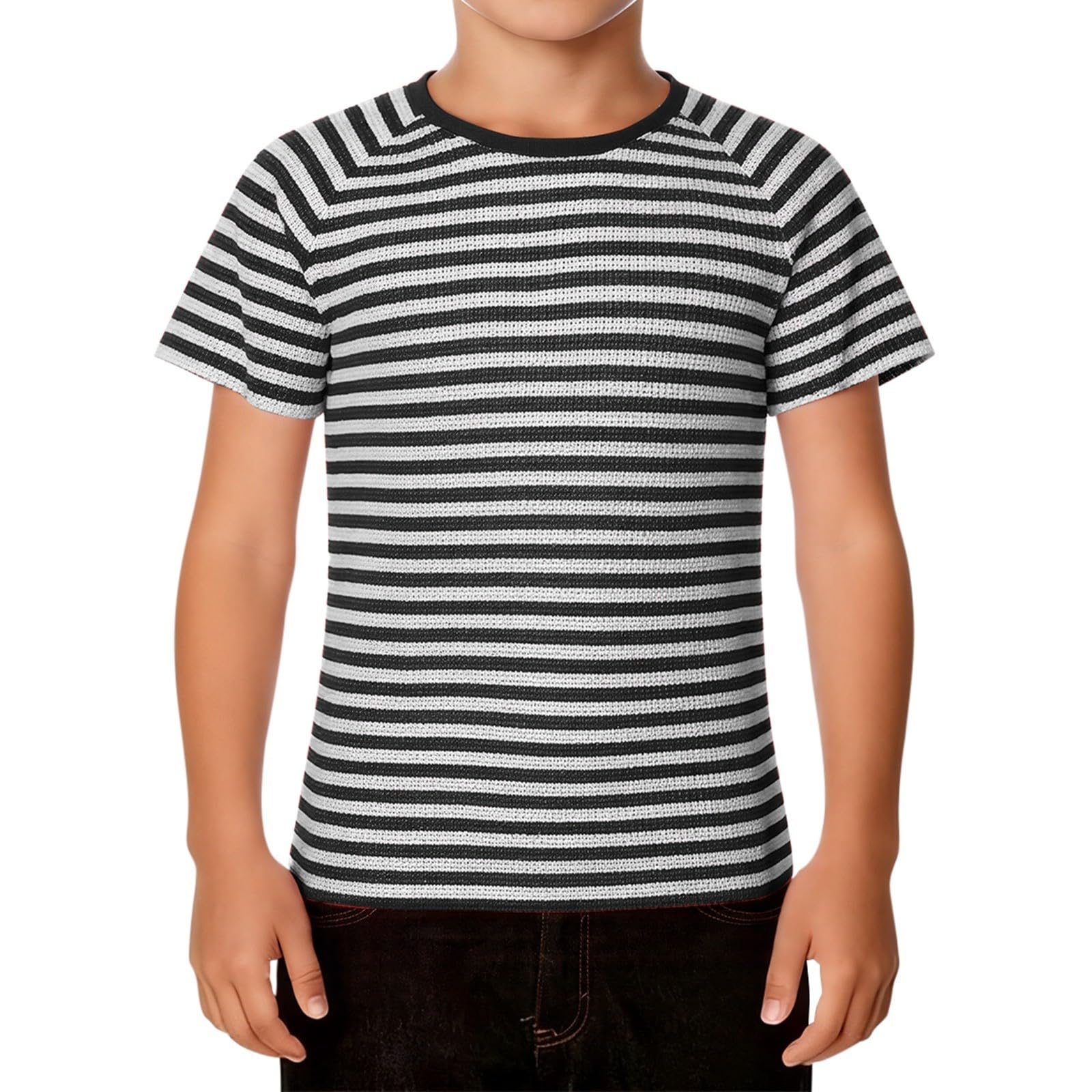 Striped T Shirts for Kids Boys Age 1-7 Years Fashion Graphic Short Sleeve Round Neck Teenager Tshirts Boys Loose Spring Summer Casual School Sports Jogging Tops