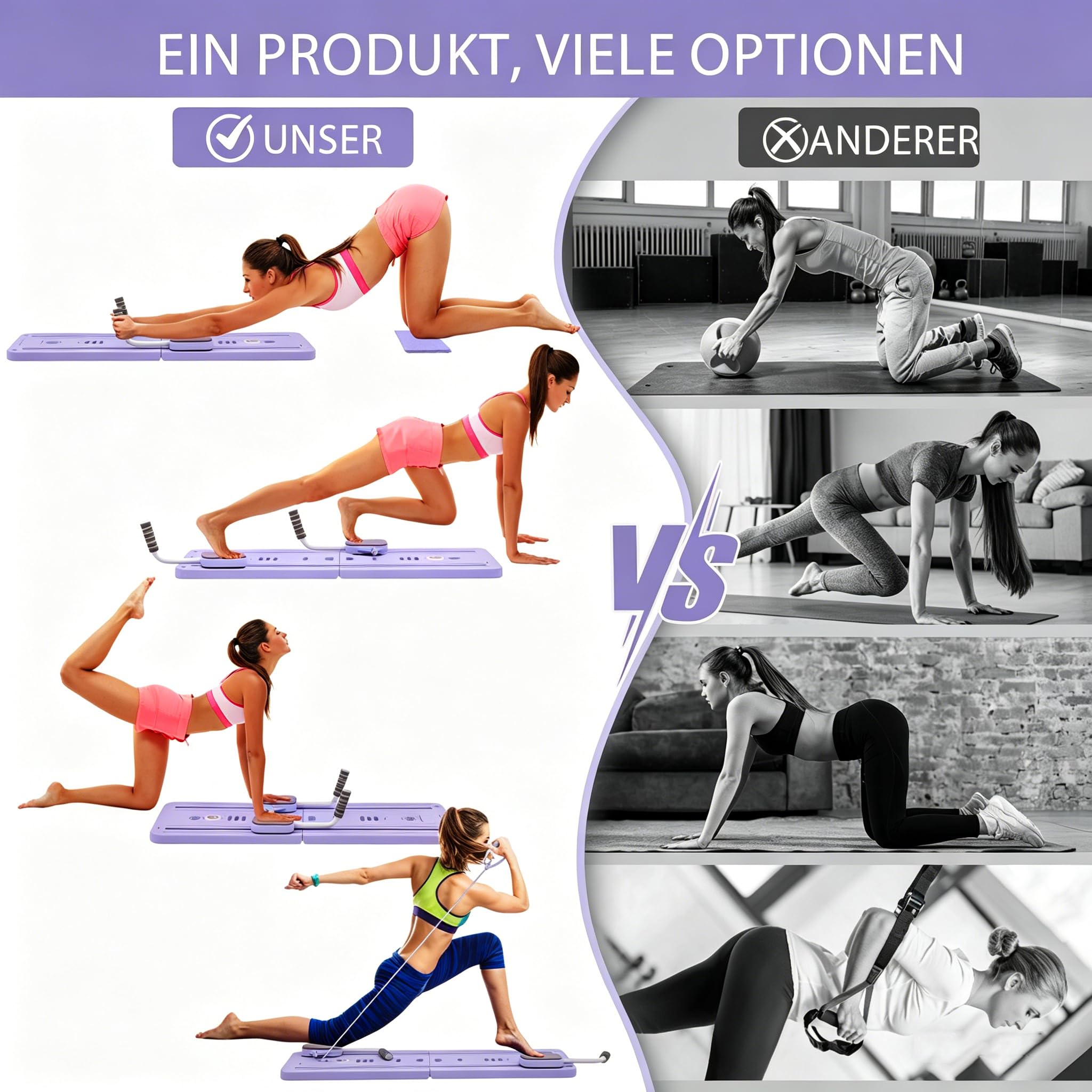 Appareil de Pilates Pliable, Pilates Reformer Multifonctionnel pour Tout le Corps