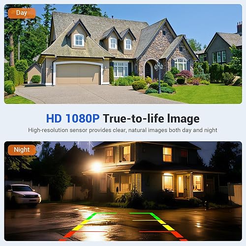 Miniatura 4 de FEISIKE Cámara de respaldo inalámbrica solar con monitor de 5 pulgadas 1080P, batería recargable de 5000 mAh, instalación de bricolaje de 2 minutos,