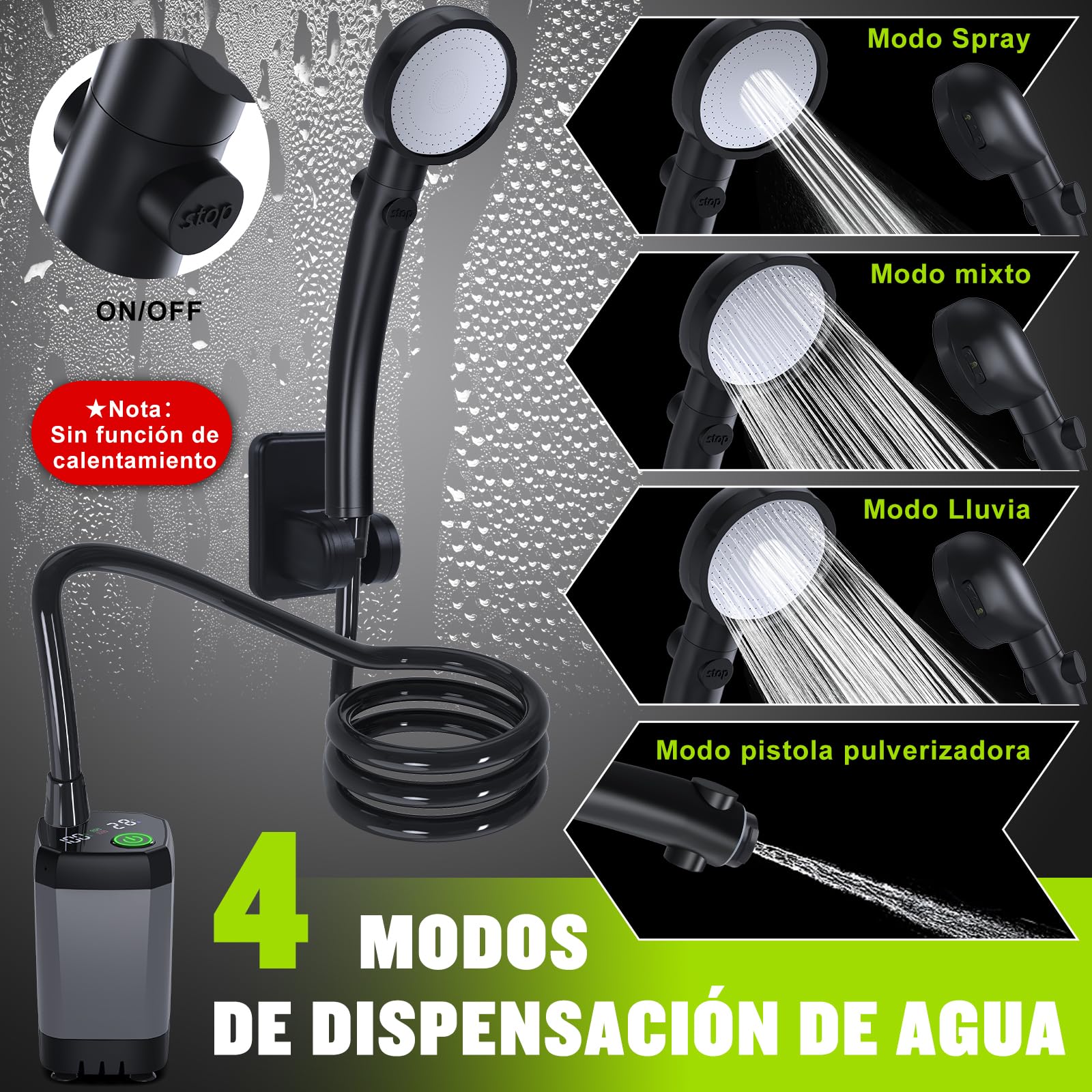 Spopal Ducha Portatil Camping 6000mAh Recargable Ducha Electrica para Acampar