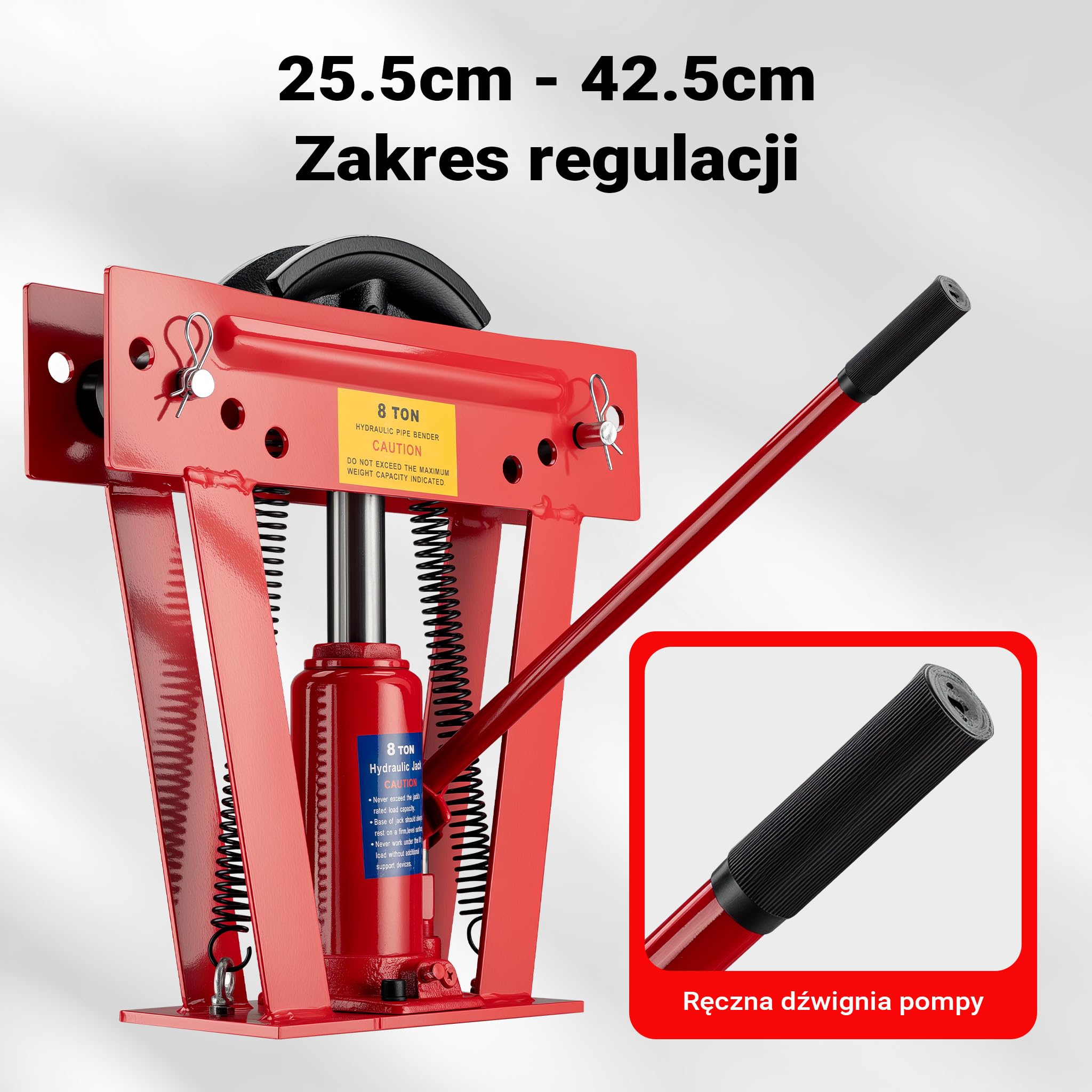 Wiltec hydrauliczna giętarka do rur 8 t, urządzenie do gięcia rur z 4 matrycami Ø 21,3-40 mm, giętarka do rur wraz z matrycami