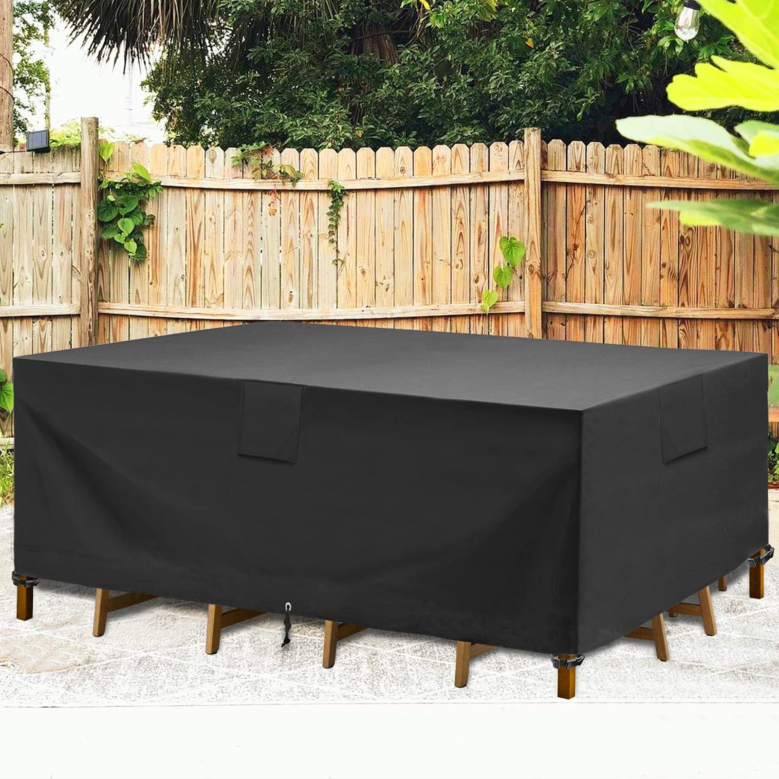 2020 Upgraded Patio Furniture Covers, 100% Waterproof Rectangular Patio Table Cover, 90" L x 56" W x 27.5" H 600D Tear-Resistant Sofa, Table and Chair Outdoor Furniture Set Covers