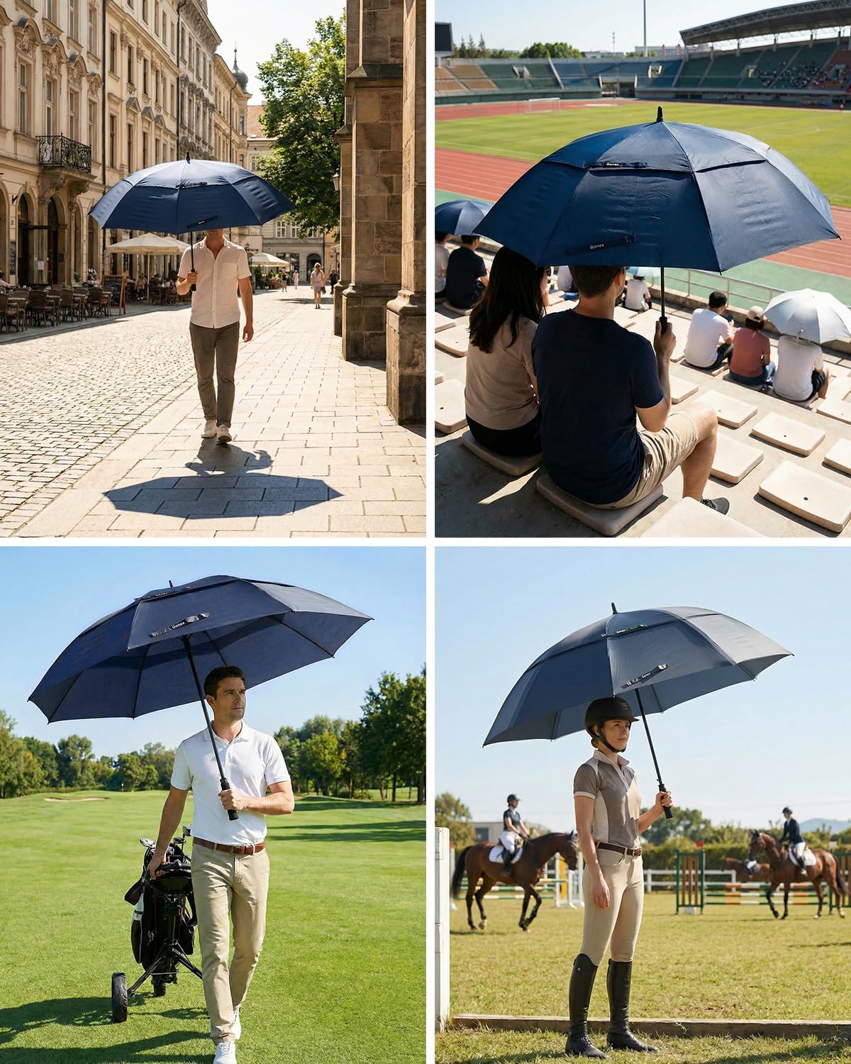 Gonex Windproof Double-ribs Golf Umbrella, 68/72 inch Auto Open Strong 2x8 Ribs Extra Large Double Vented Canopy Waterproof Rain Umbrella with Comfortable Handle, Oversized Sun Umbrella for 2-4 Men/Women and UV Protection