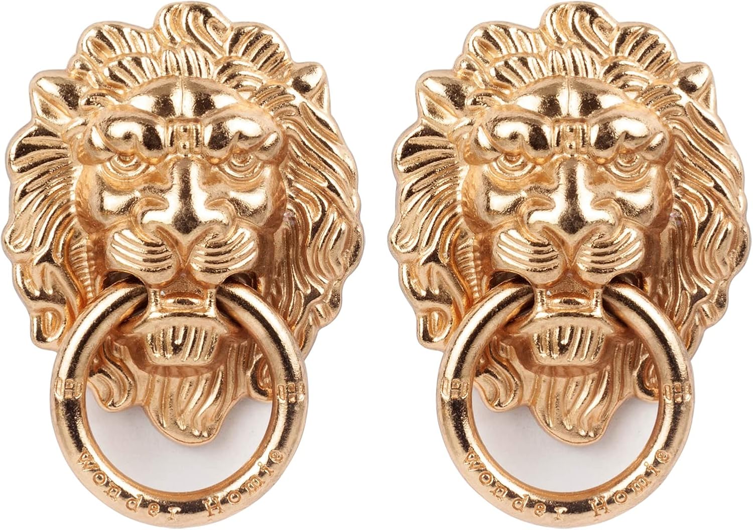 [2 Pack] Lion Head Cell Phone Ring Holder Stand, Finger Ring Kickstand with Polished Metal Phone Grip, Smartphone Accessories（Gold）