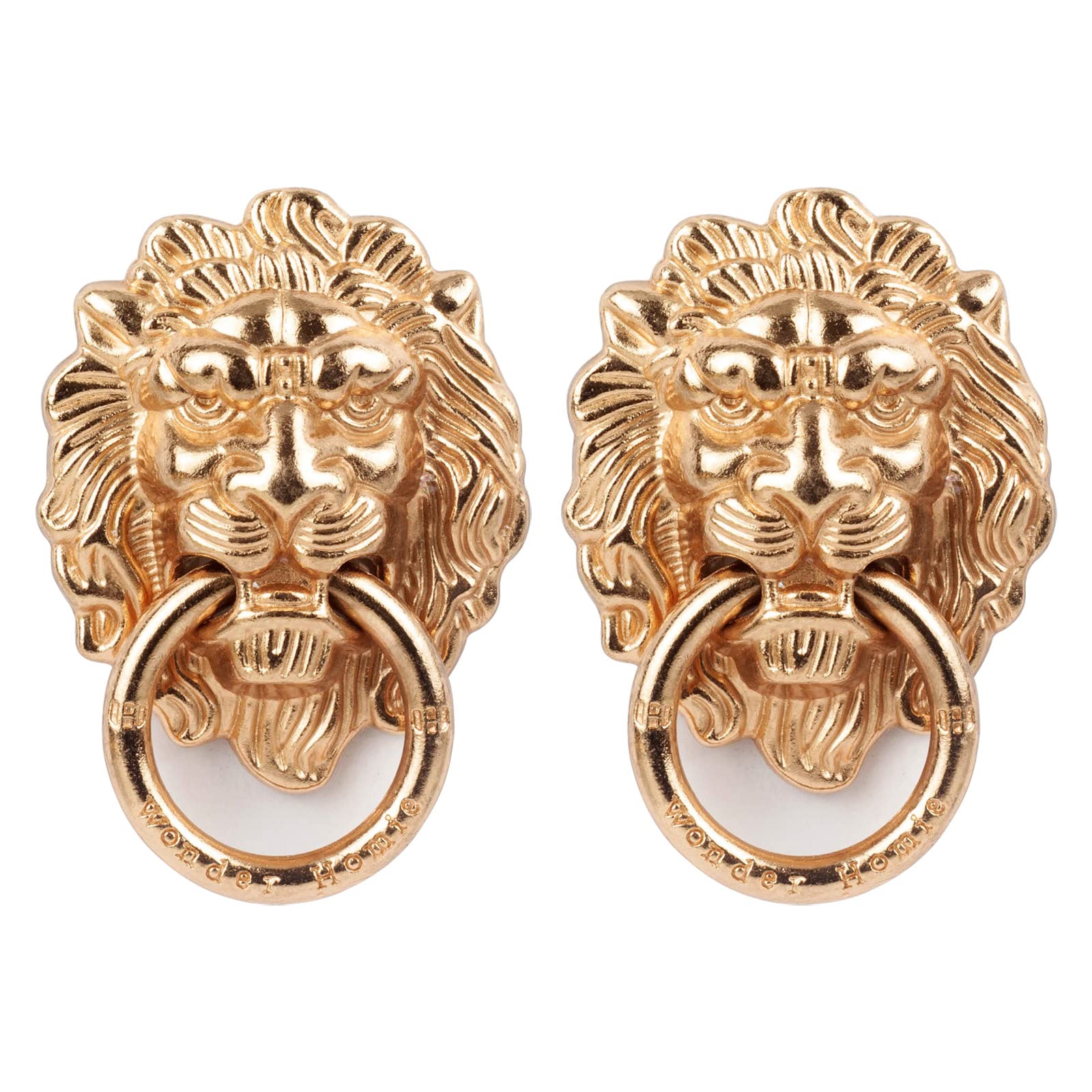 [2 Pack] Lion Head Cell Phone Ring Holder Stand, Finger Ring Kickstand with Polished Metal Phone Grip, Smartphone Accessories（Gold）