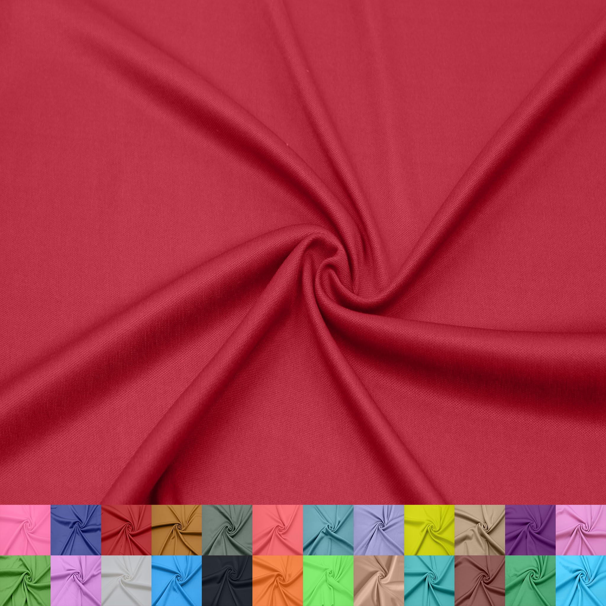 Stylish FABRIC60" Wide 100% Polyester Interlock Lining by The Yard– Lightweight Knit Fabric for Apparel, Draperies, School Projects, Party Decorations, Clothing and DIY, Ruby 1 Yard