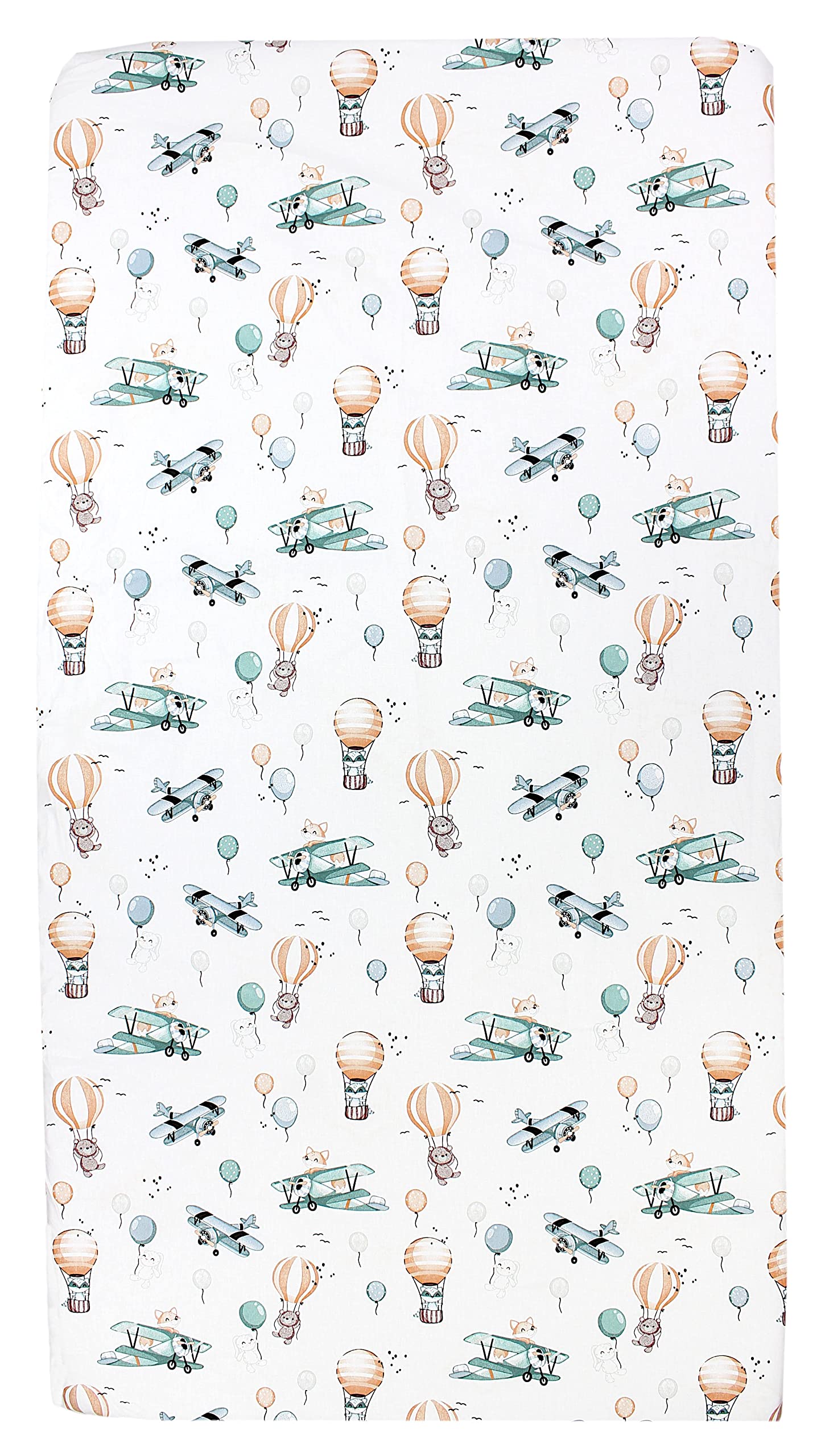 TupTam Lenzuolo per Bambini Bambino Confezione da 2, Volpi su un aereo/Verde, 90 x 200 cm - 4